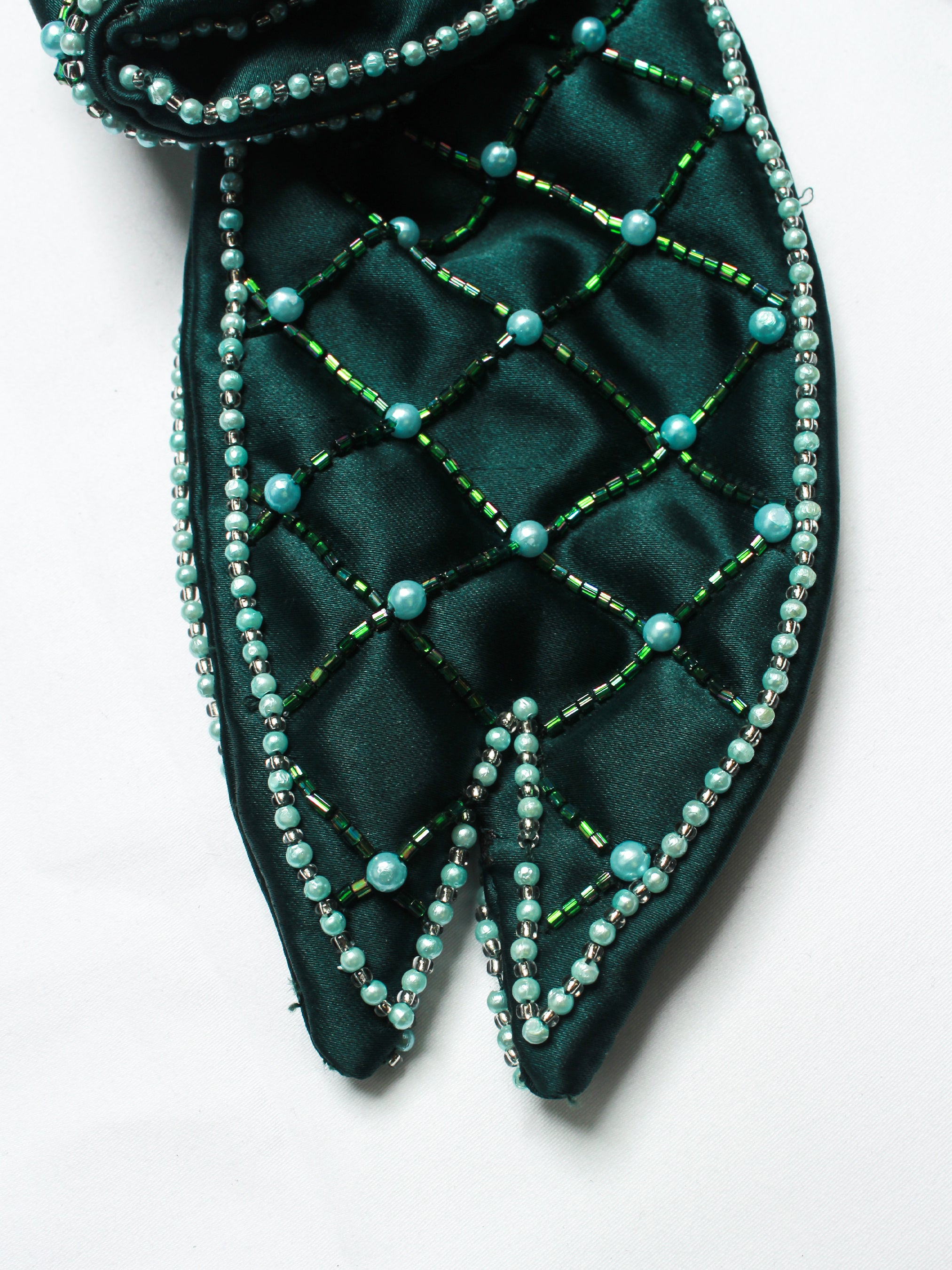 Emerald Luxe Beaded Hair Bow Clip