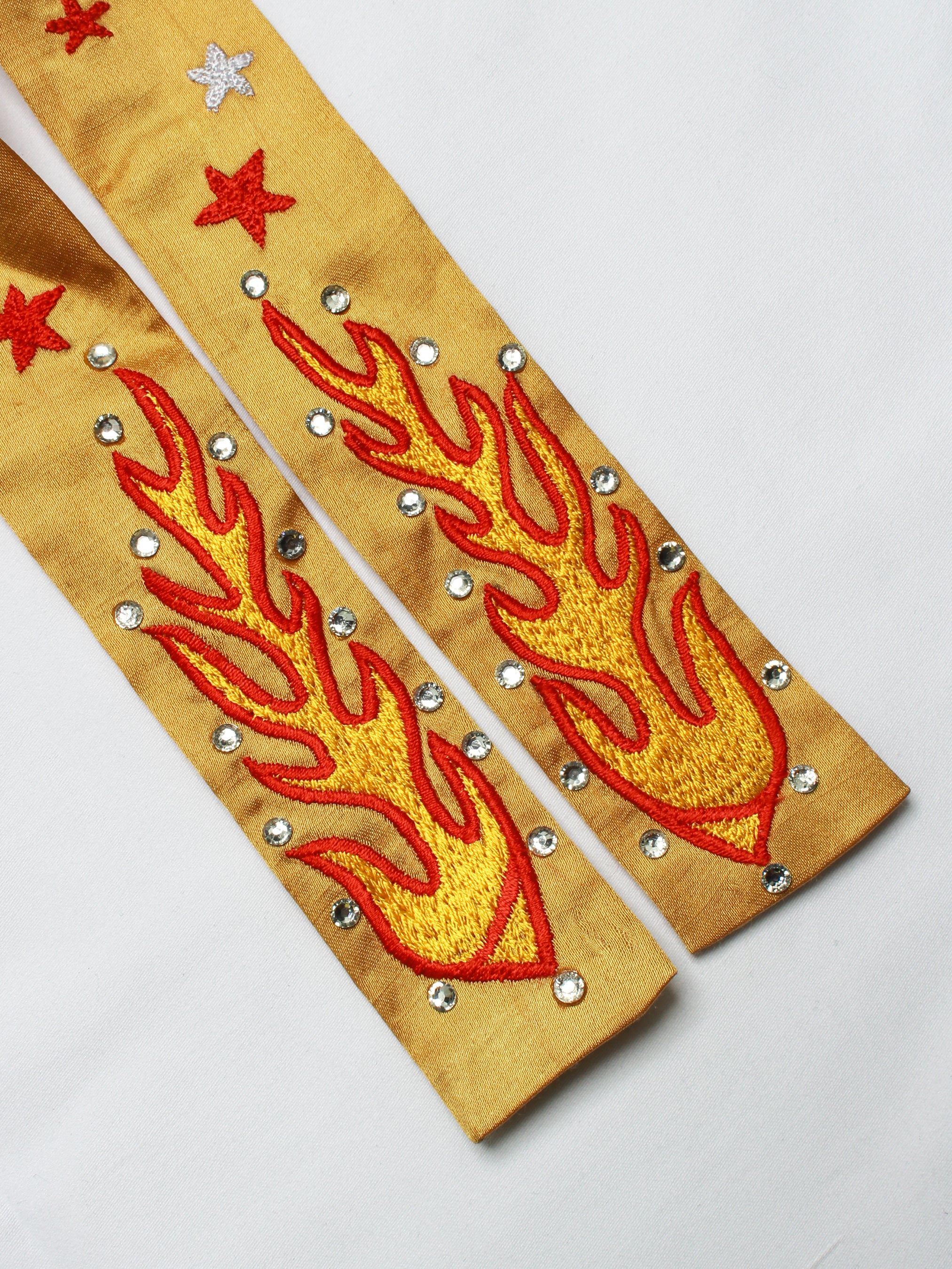 Western Flame & Floral Embroidered String Tie Set