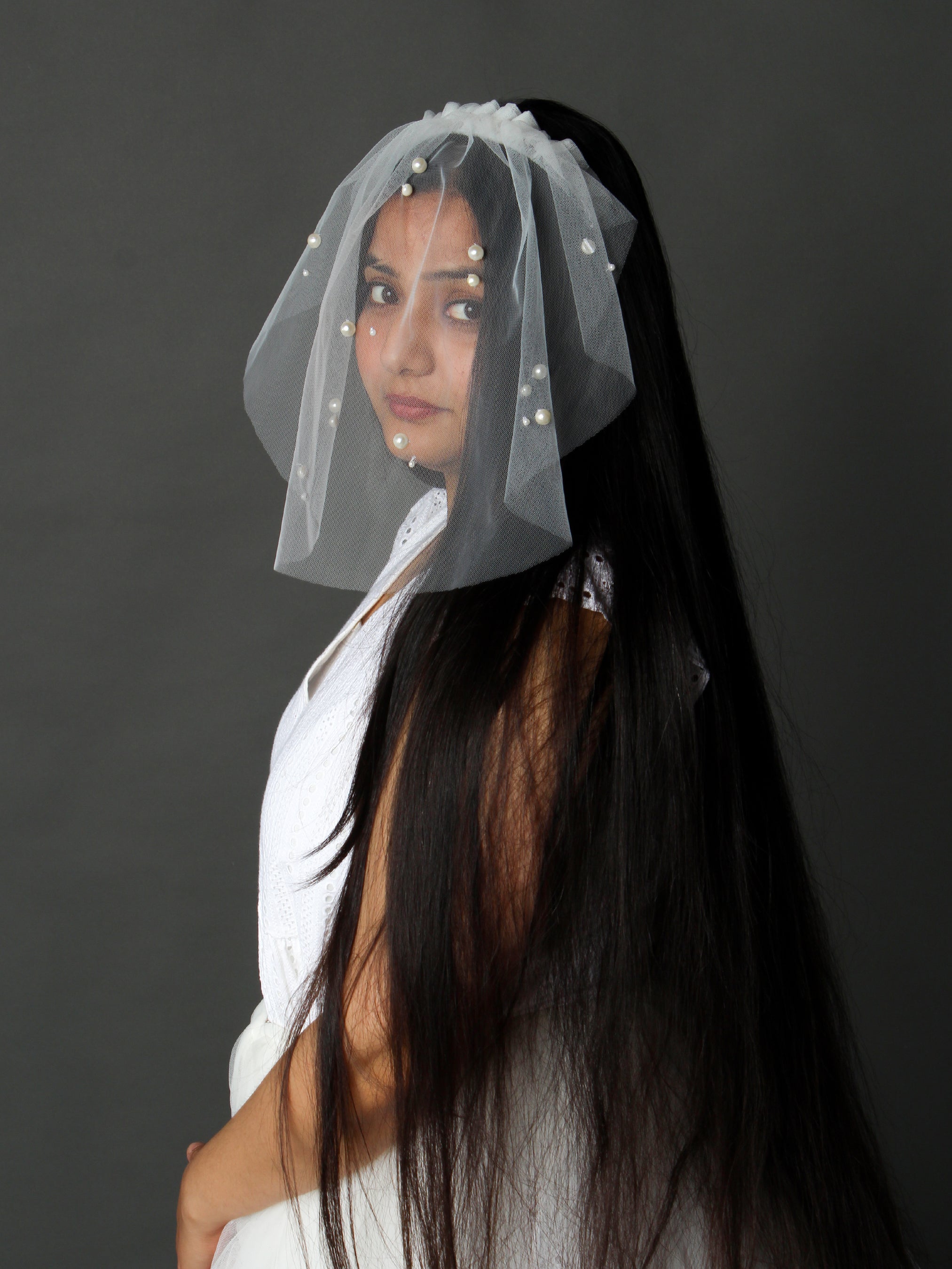 Vintage-Inspired Pearl-Embellished Birdcage Veil | Addicted Bespoken