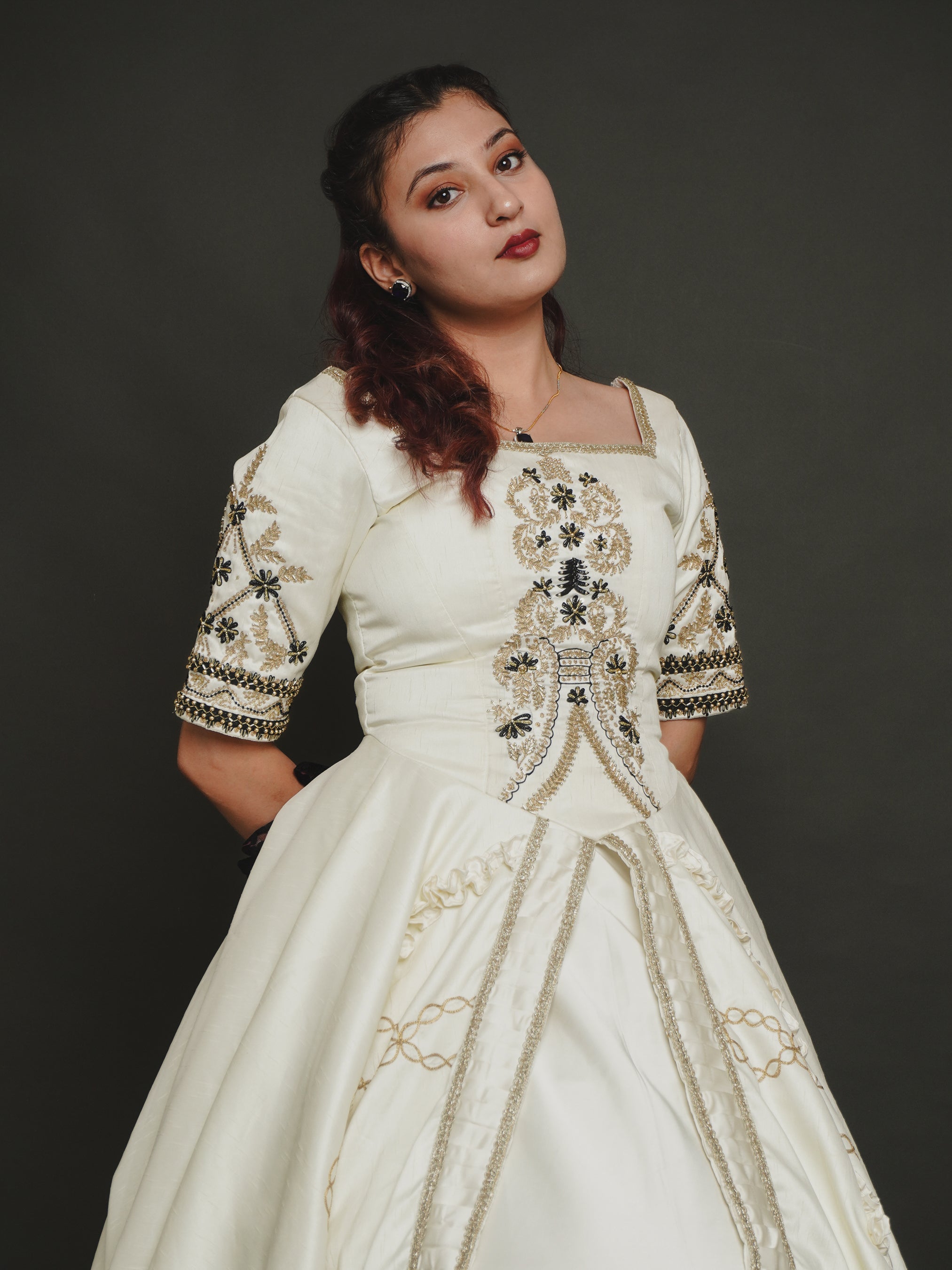 Raw Silk & Satin Embroidered Gown (Copy) Addicted Bespoken