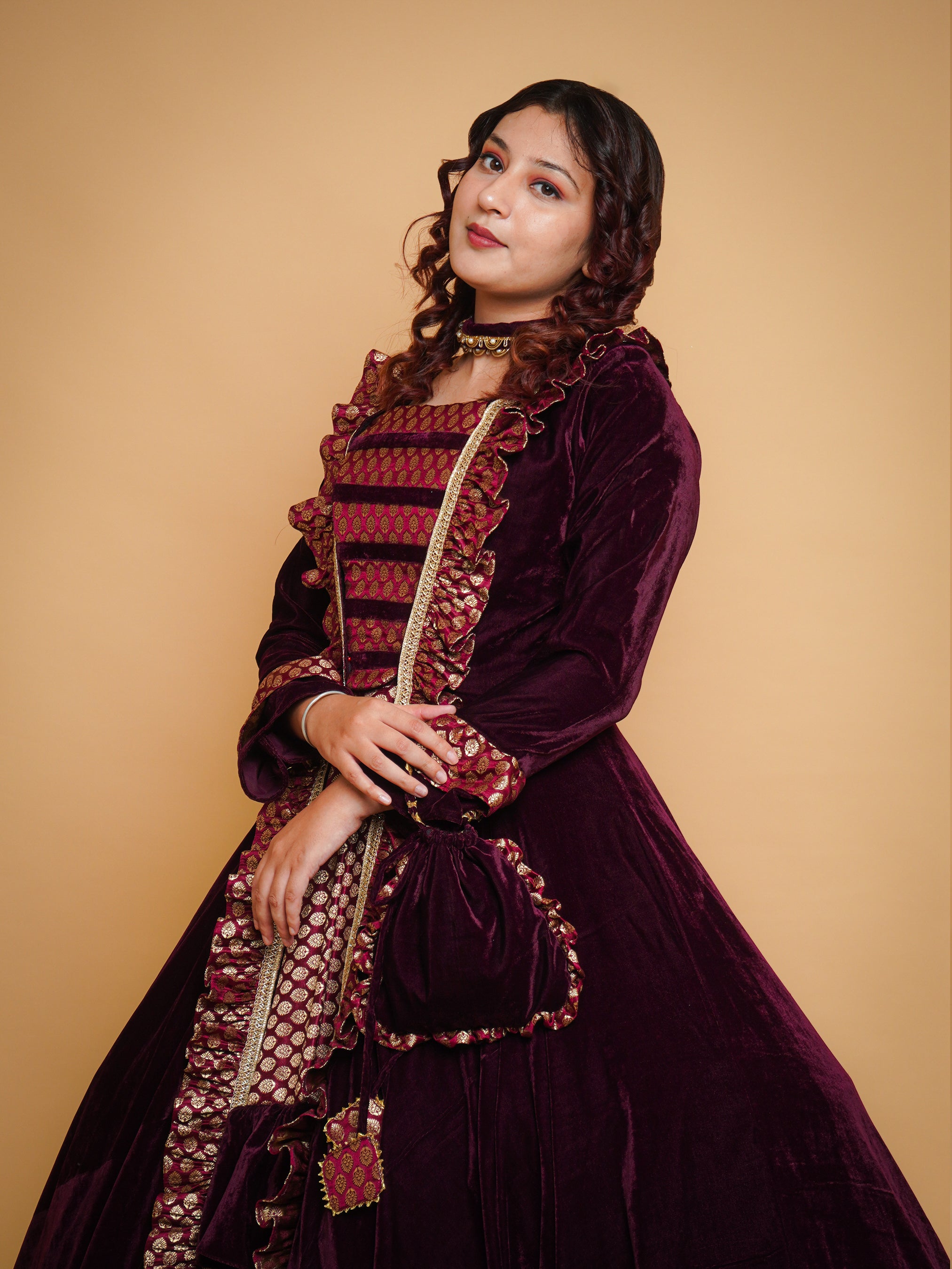 Velvet Brocade Royal Gown