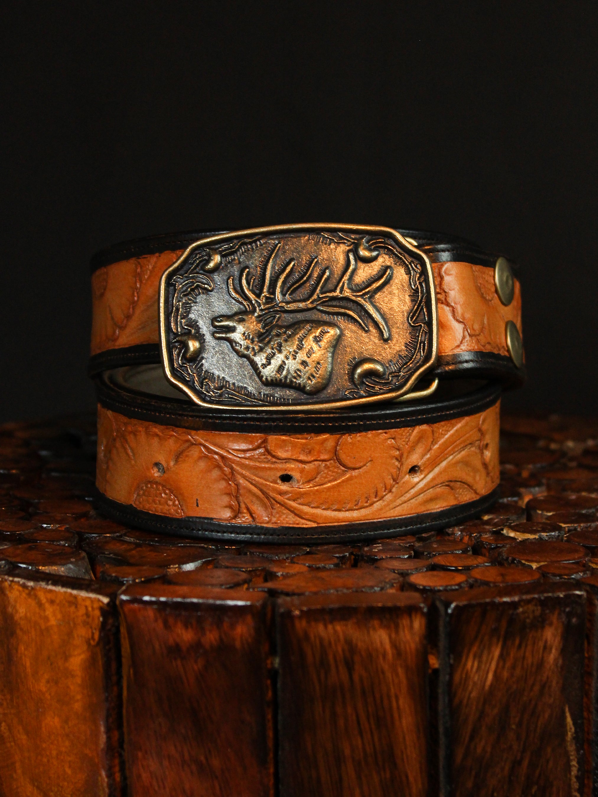 Vintage Floral Leather Belt