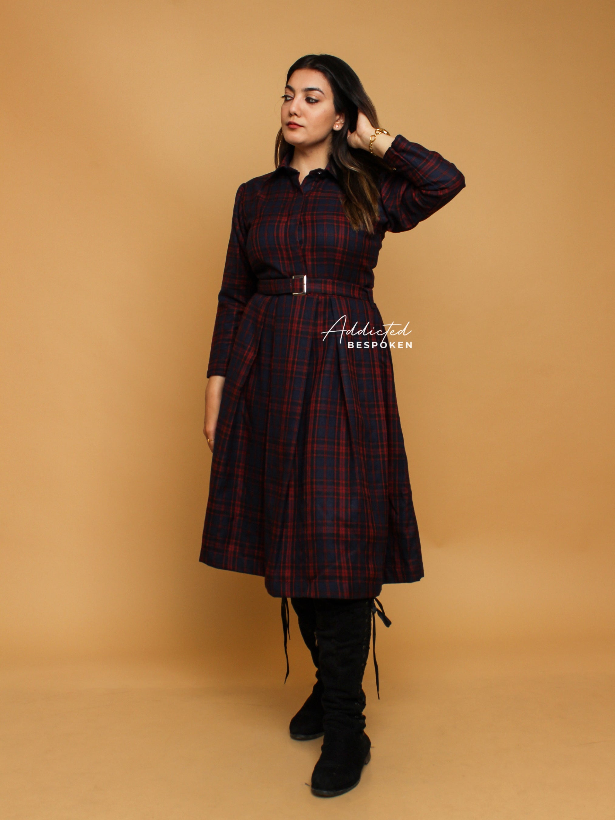 Bold Patterned Check Dress Addicted Bespoken