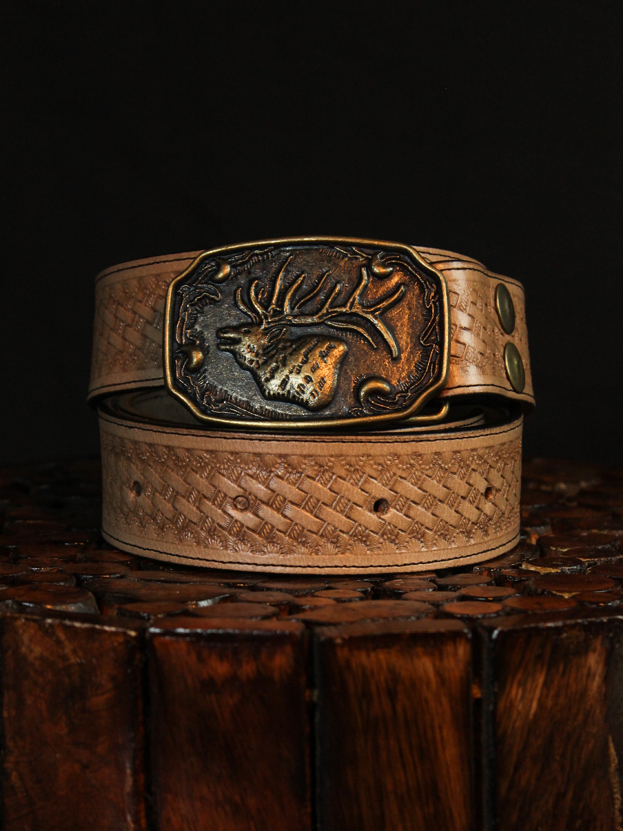 Woven Pattern Leather Belt