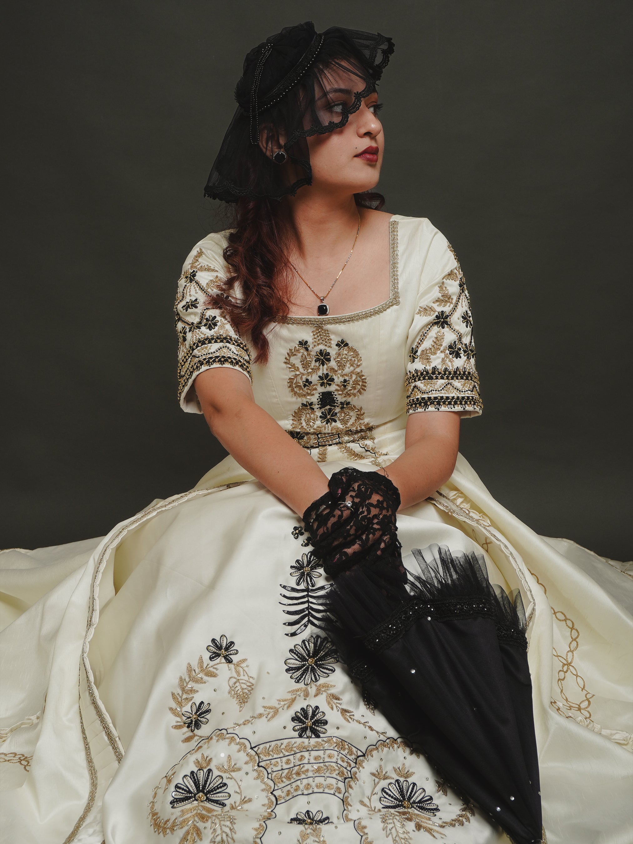 Raw Silk & Satin Embroidered Gown (Copy) Addicted Bespoken