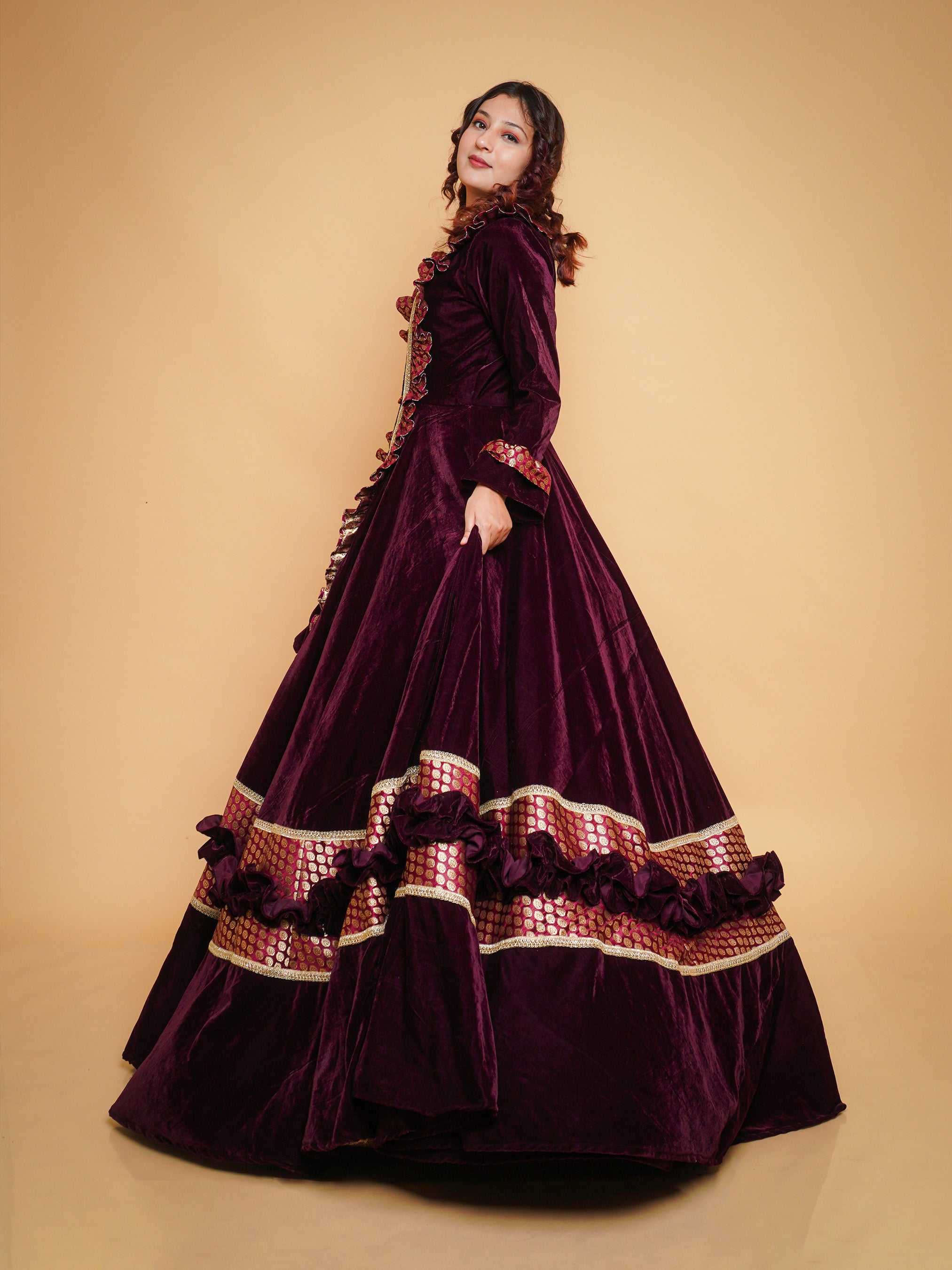 Velvet Brocade Royal Gown