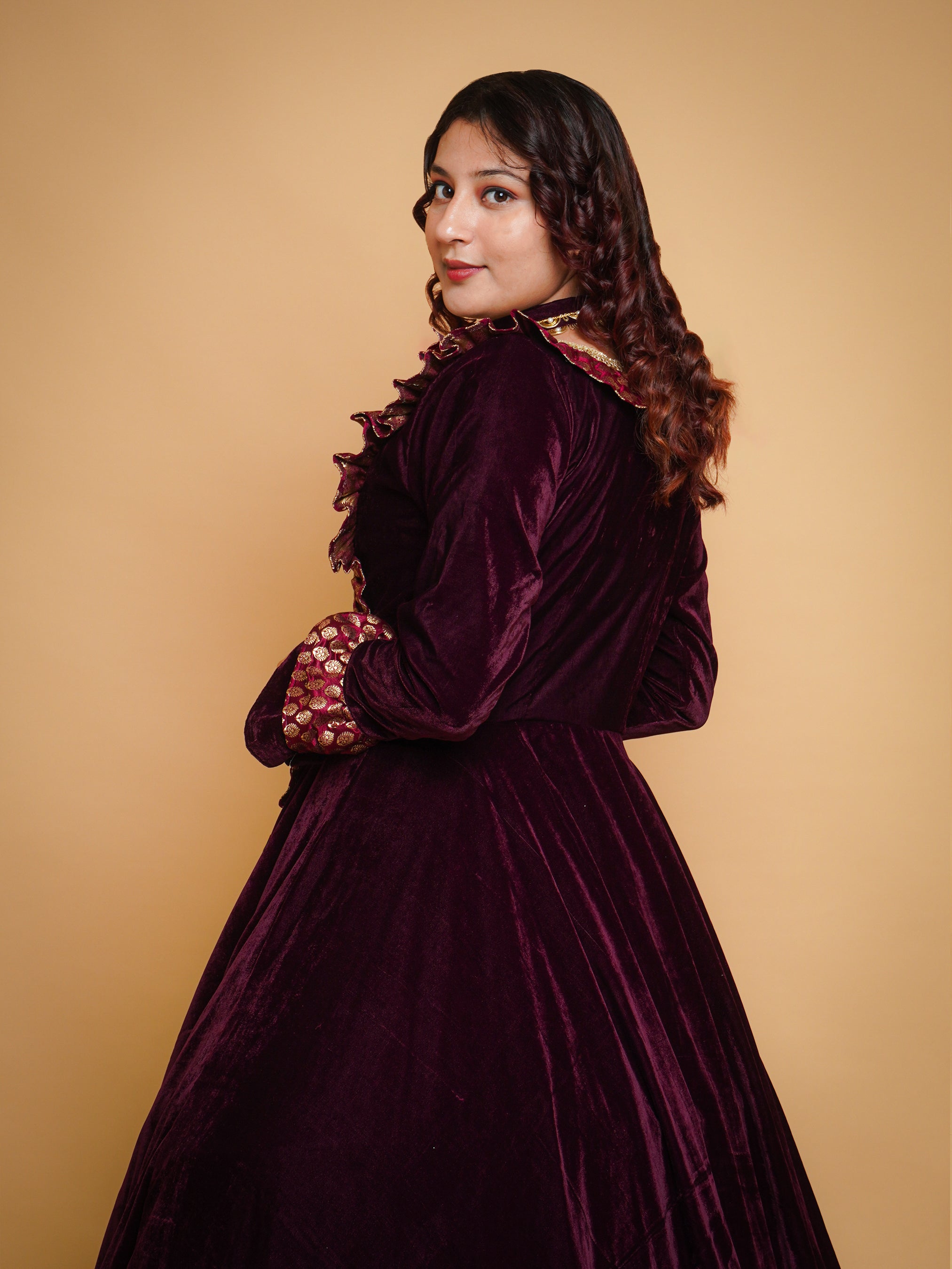 Velvet Brocade Royal Gown