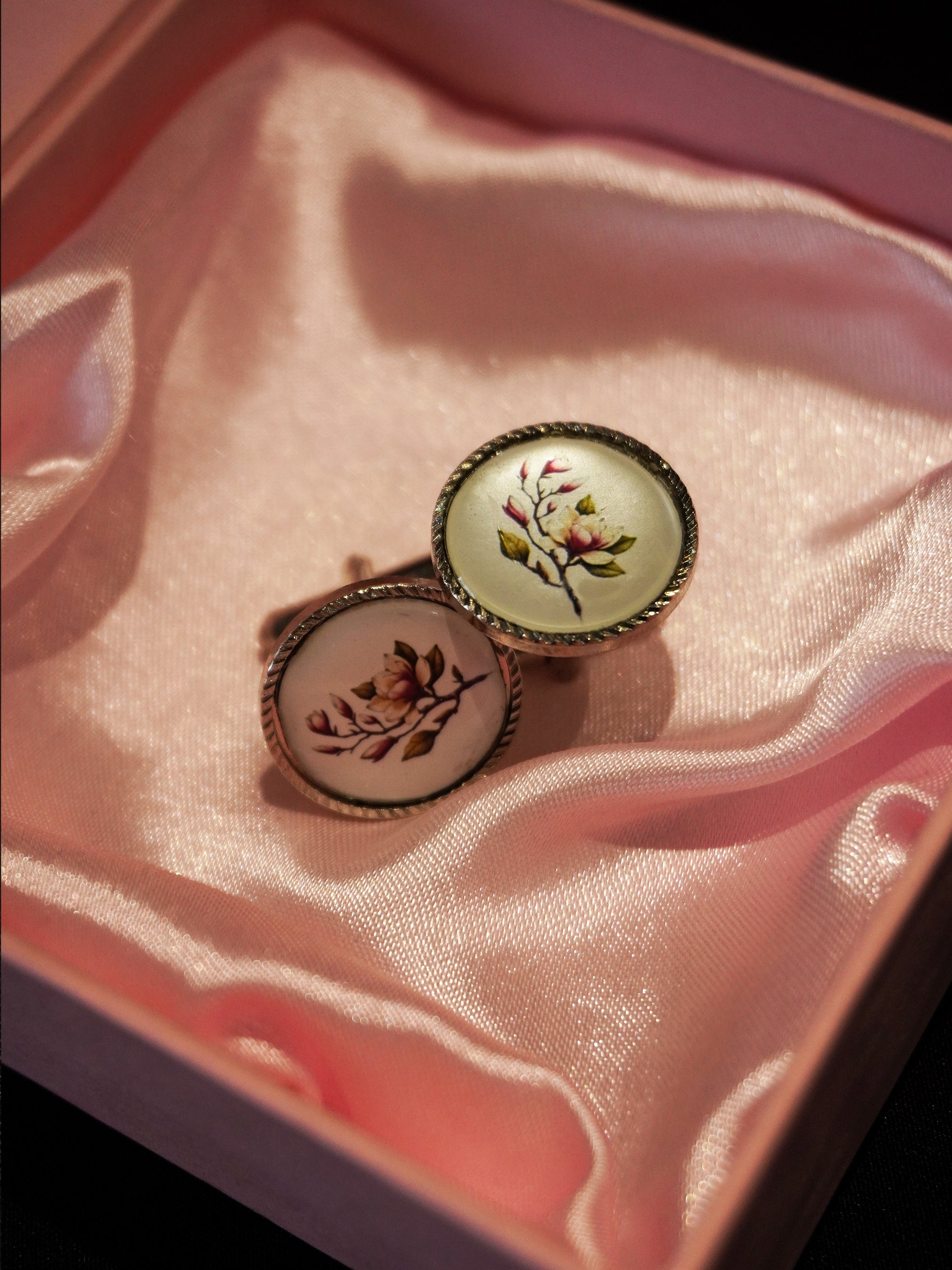 Hand-Painted Floral Cufflinks
