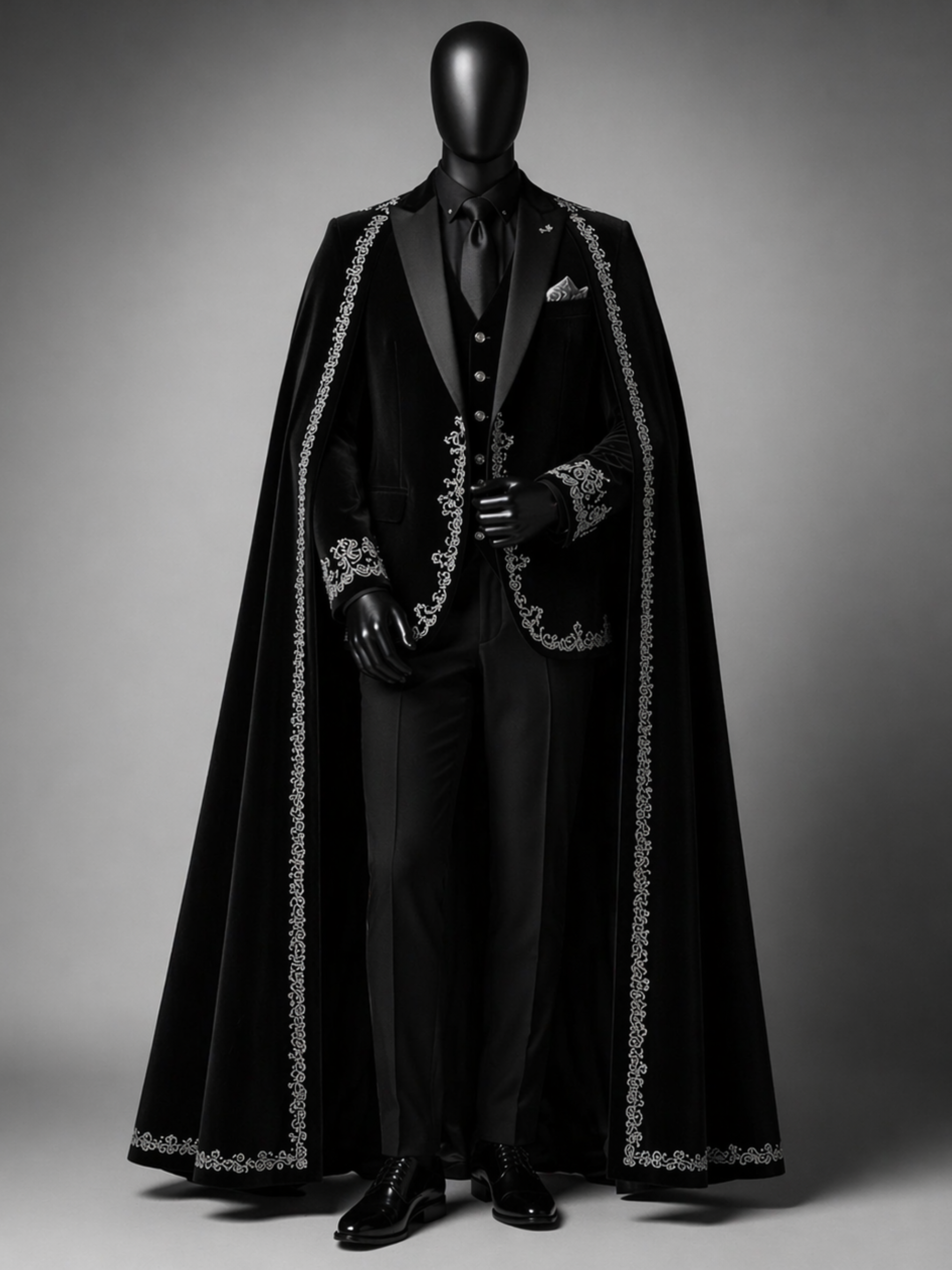 Custom made 3pc Suit with Cape & Shirt for Christopher Addicted Bespoken