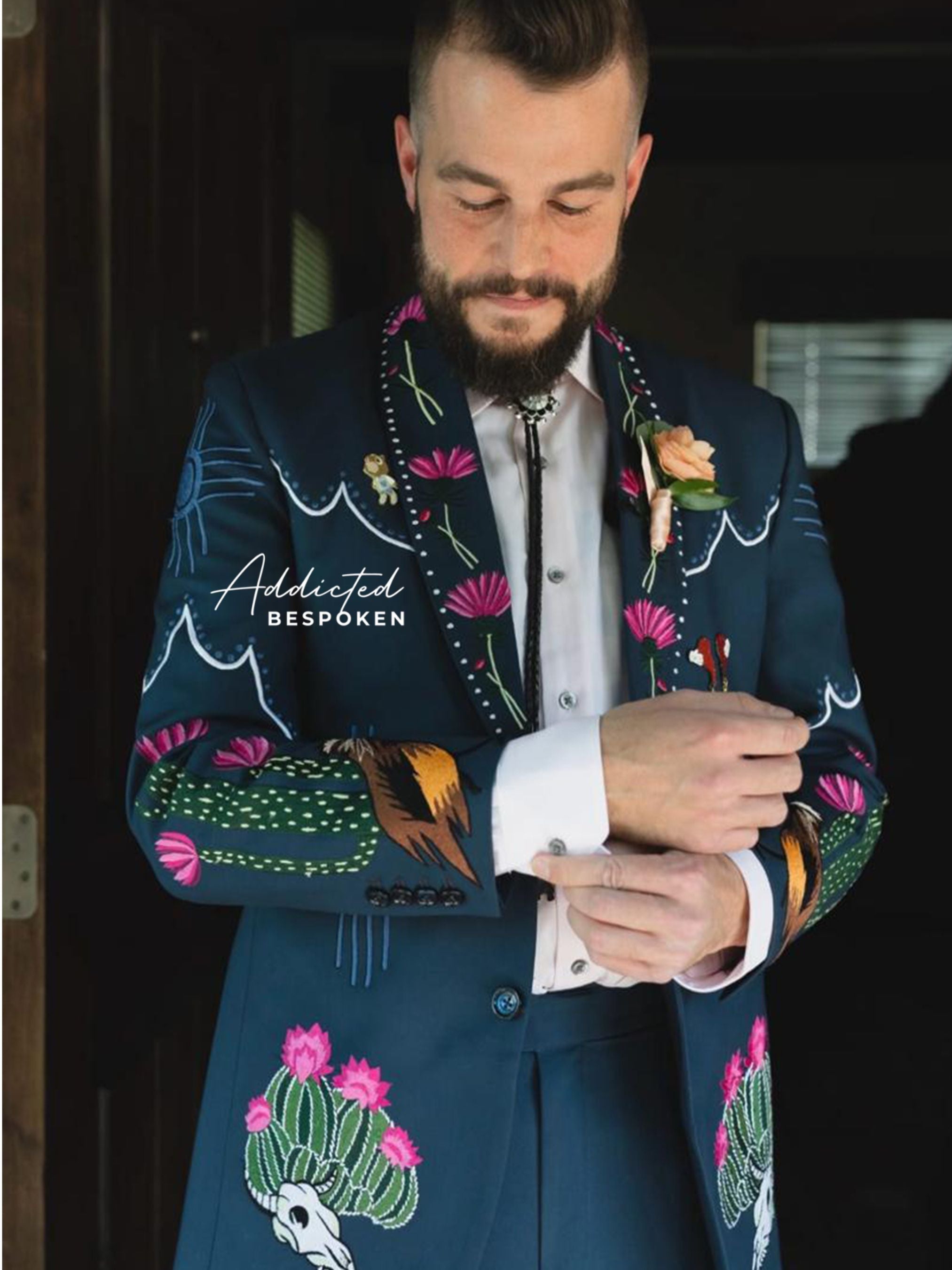 Embroidered Classic Suit | Addicted Bespoken Custom Pants Only / Cotton / Fuchsia Embroidered Classic Suit | Addicted Bespoken Custom Pants Only / Cotton / Fuchsia