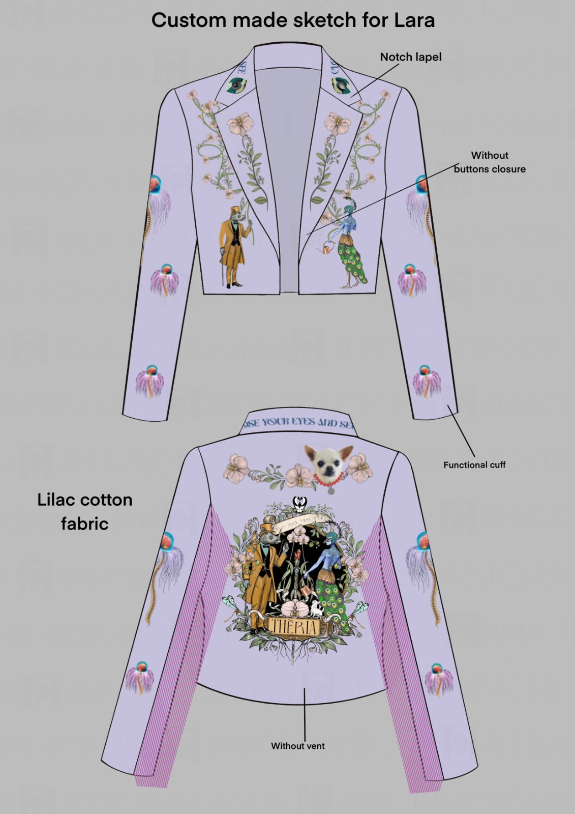 Custom Made 2pc suit for Justin & Crop Jacket for Lara