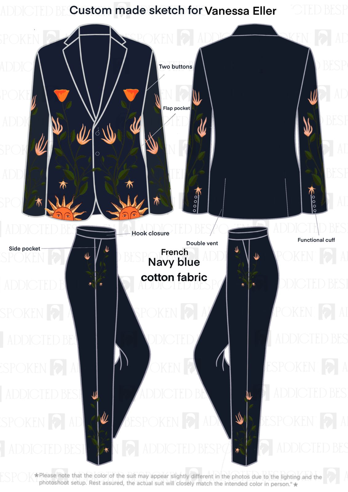 Custom Made 2 Piece Embroidered Suit For Vanessa