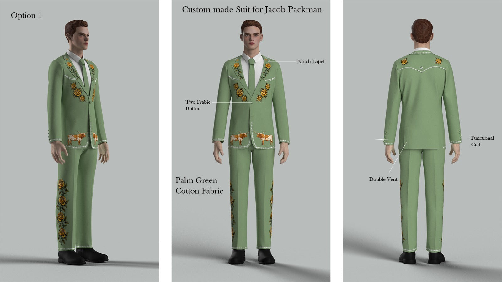 Custom Made 2 Piece Embroidered suit for Jacob Addicted Bespoken