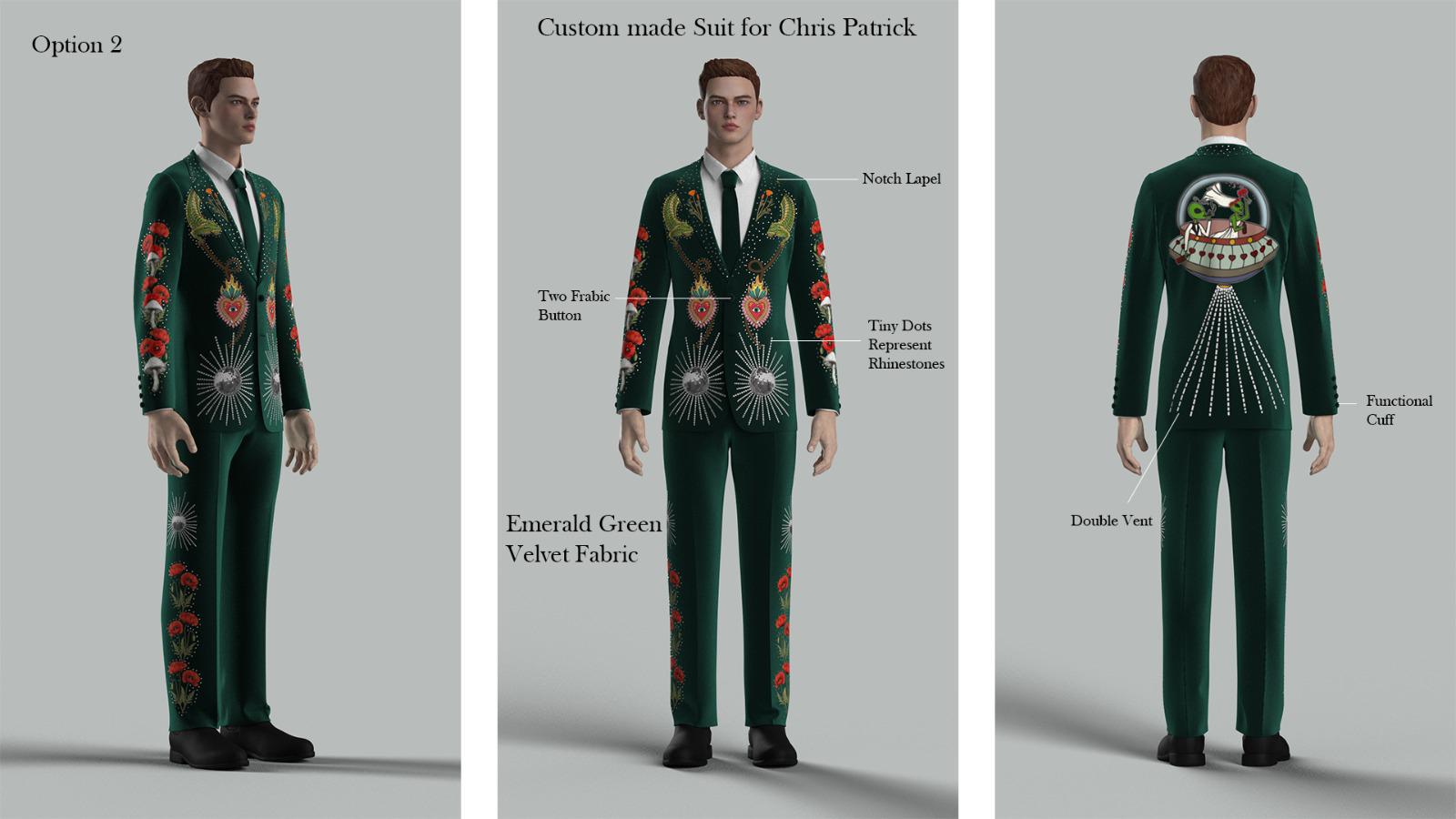 Custom Made 2 Piece Embroidered Suit for Chris Addicted Bespoken