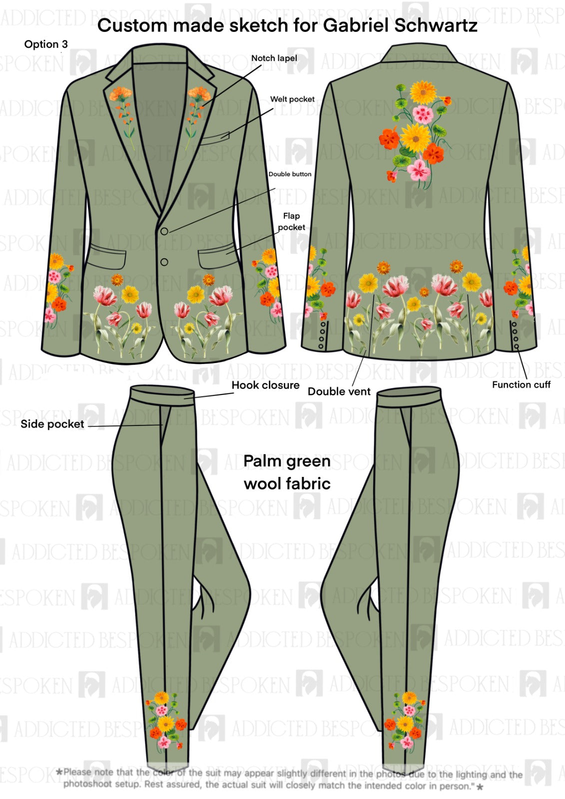 Custom Made 2 Piece Embroidered Suit for Gabriel Addicted Bespoken