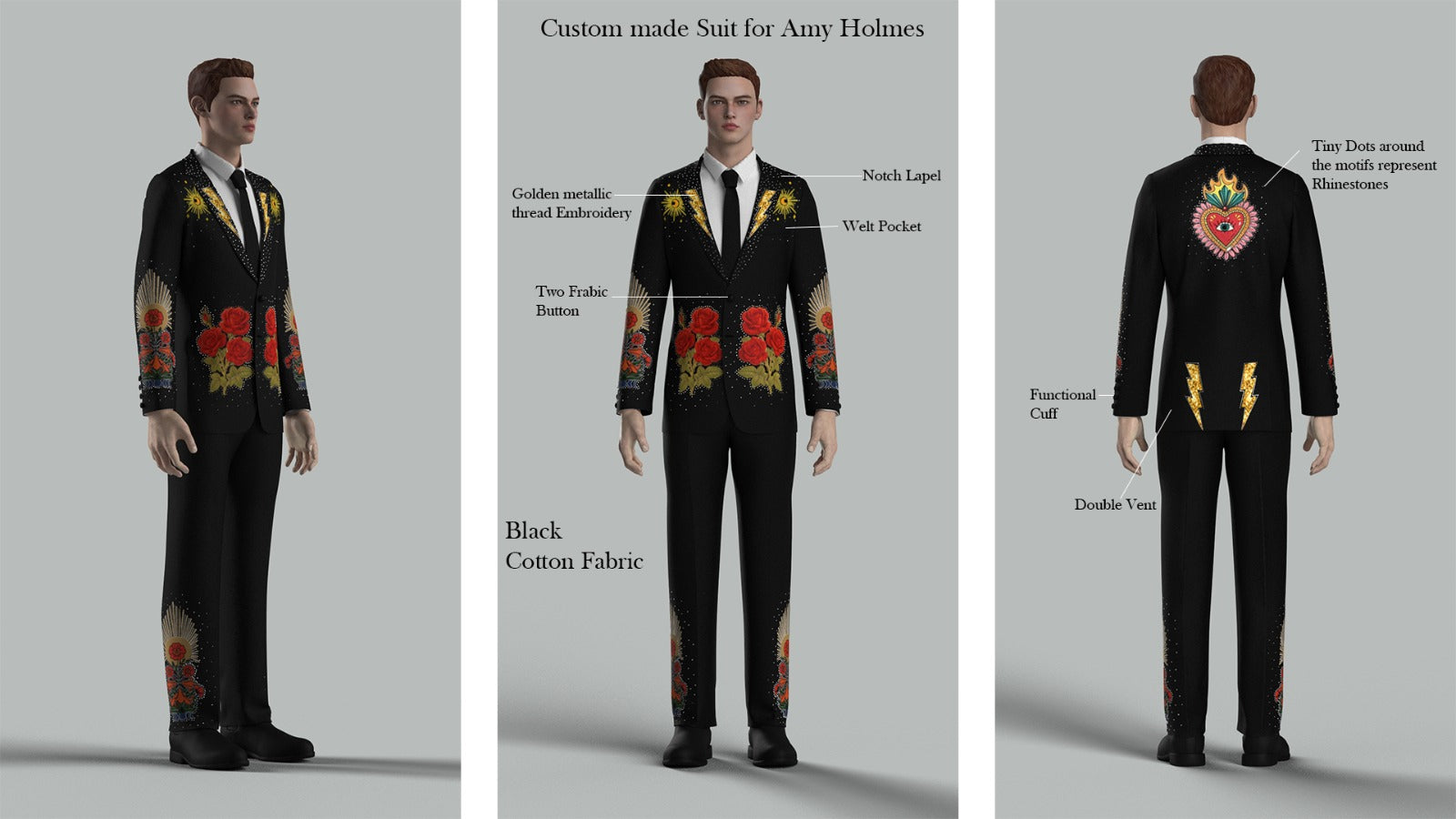 Custom Made 2 Piece Embroidered Suit for Amy Addicted Bespoken