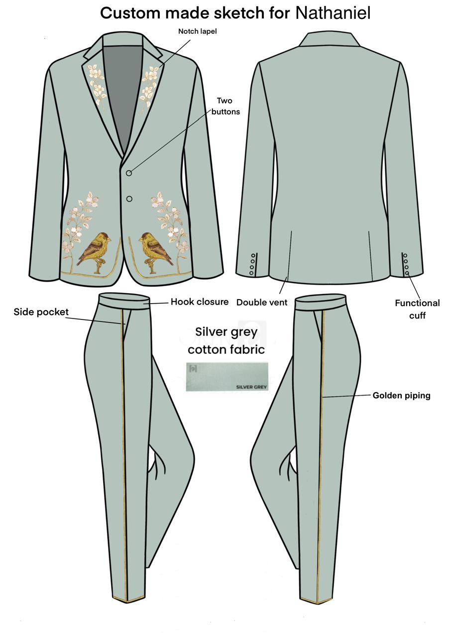 Custom Made 3 Piece Embroidered Suit for Nathaniel Addicted Bespoken