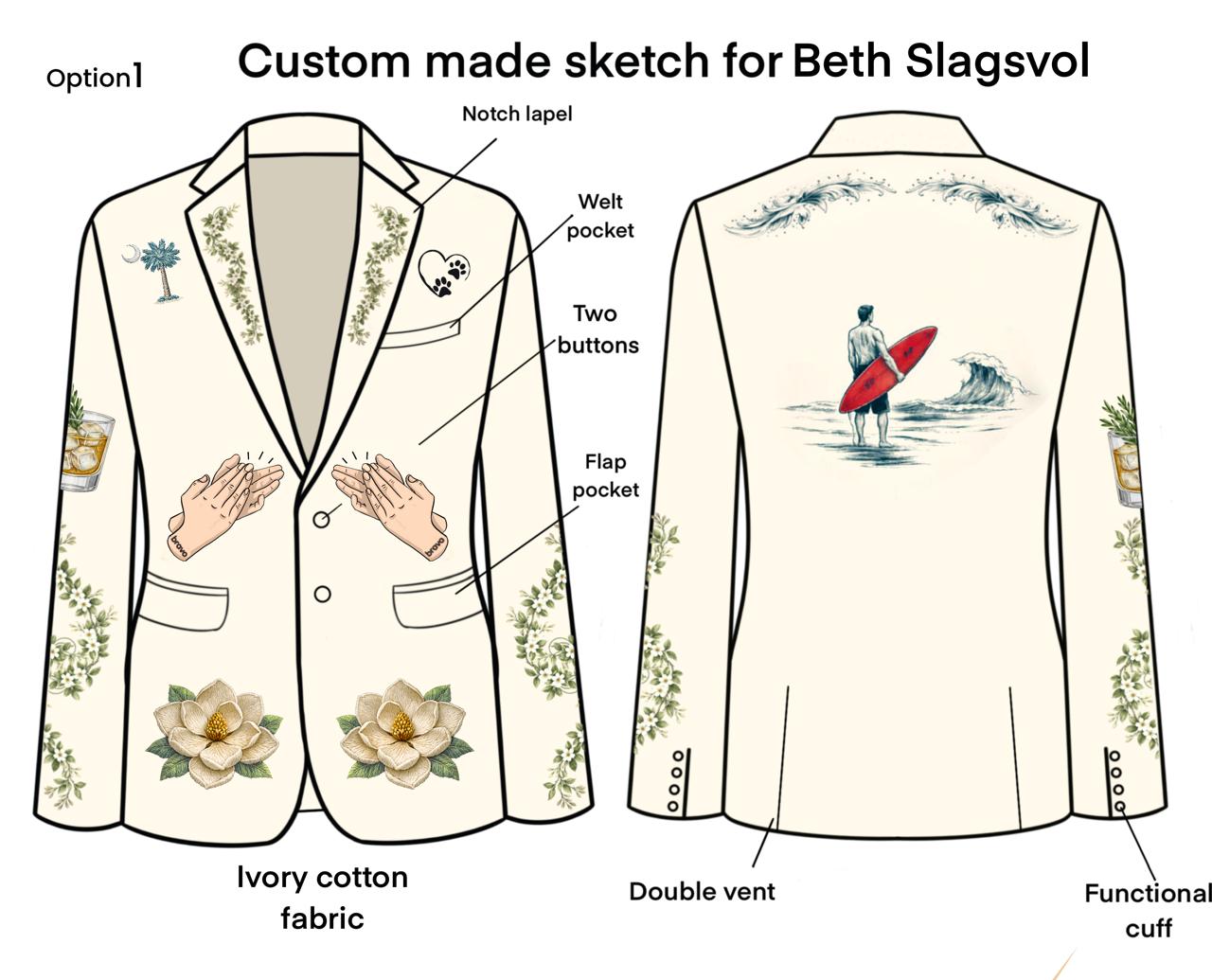 Custom Made Embroidered Blazer for Beth Addicted Bespoken