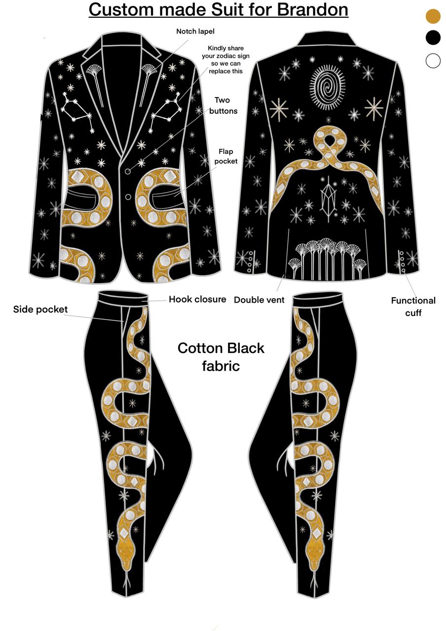 Custom made 2 Piece Embroidery Suit for Brandon and Custom Blazer for Wyatt Addicted Bespoken