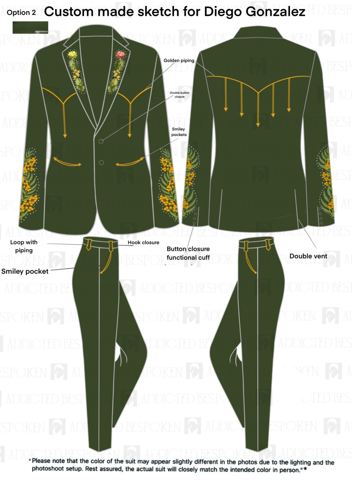 Custom Made 3pc suit + Matching shirt for Diego