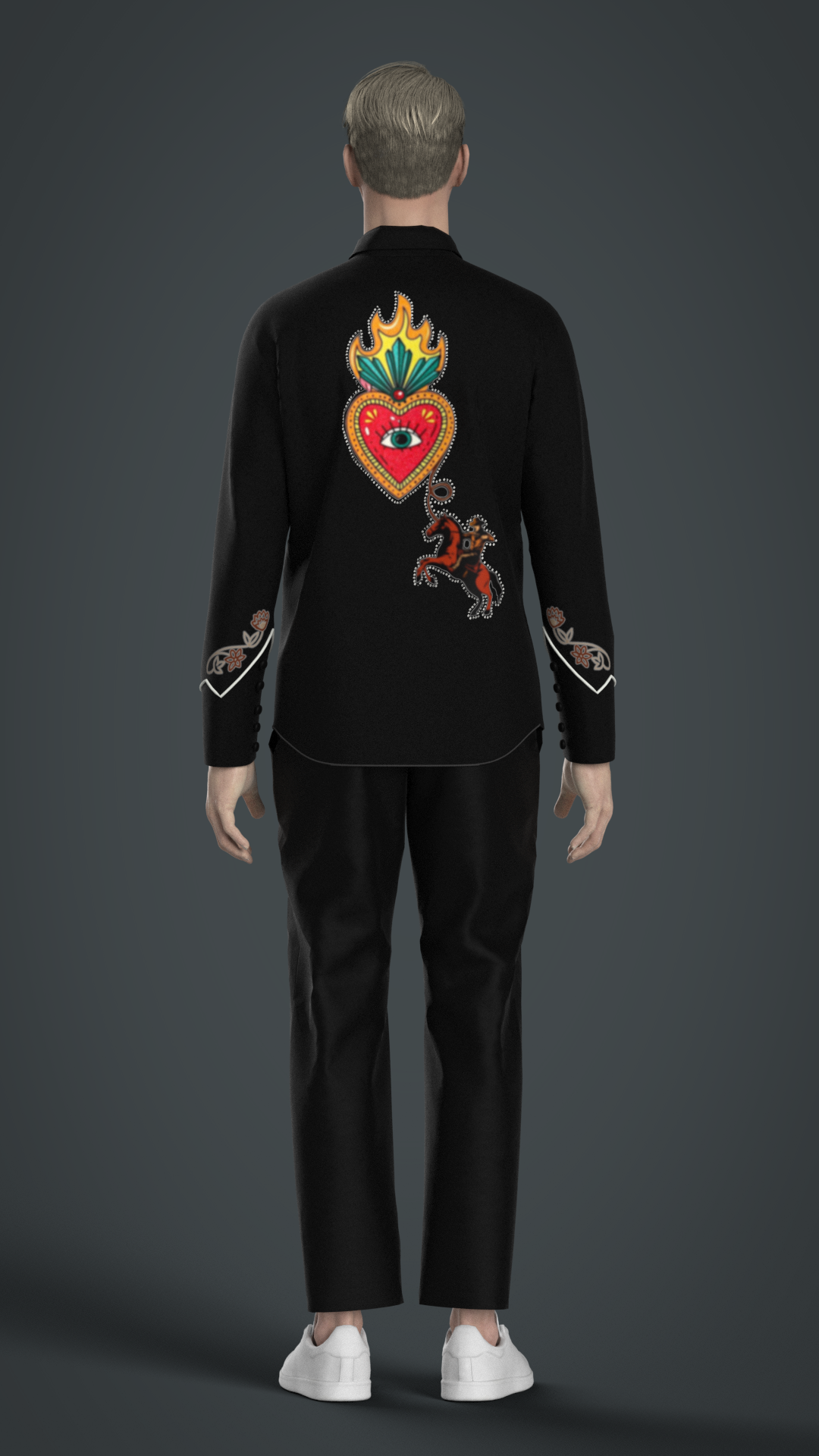 Custom made Black Shirt & 2pc Suit suit for Thomas stride