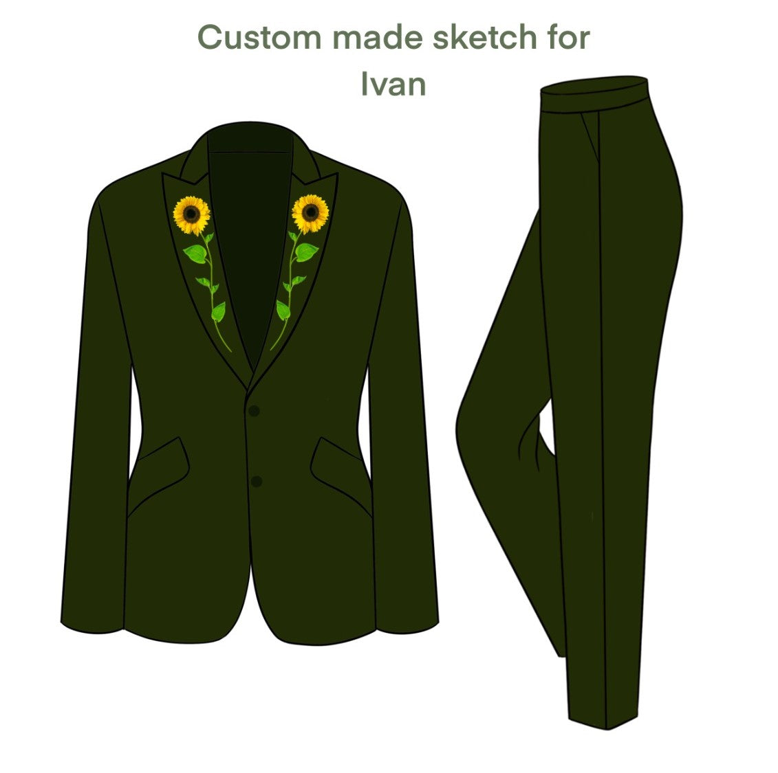 Sunflower Ornate Lapel Western Suit