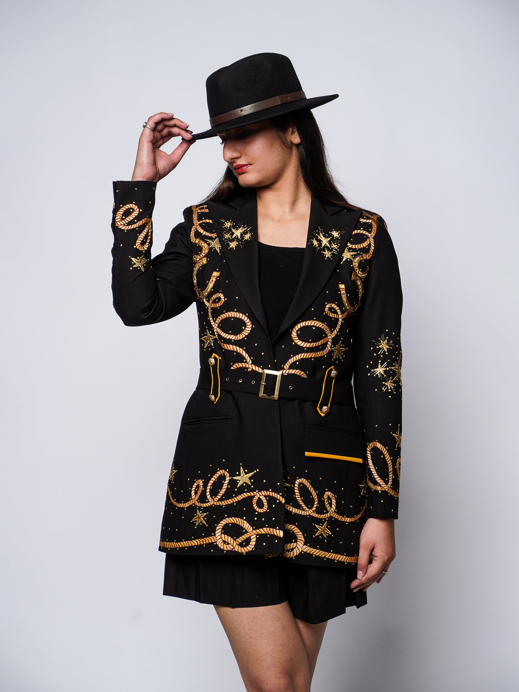 Starlit Rodeo Cowgirl Embroidered Short Suit | Addicted Bespoken