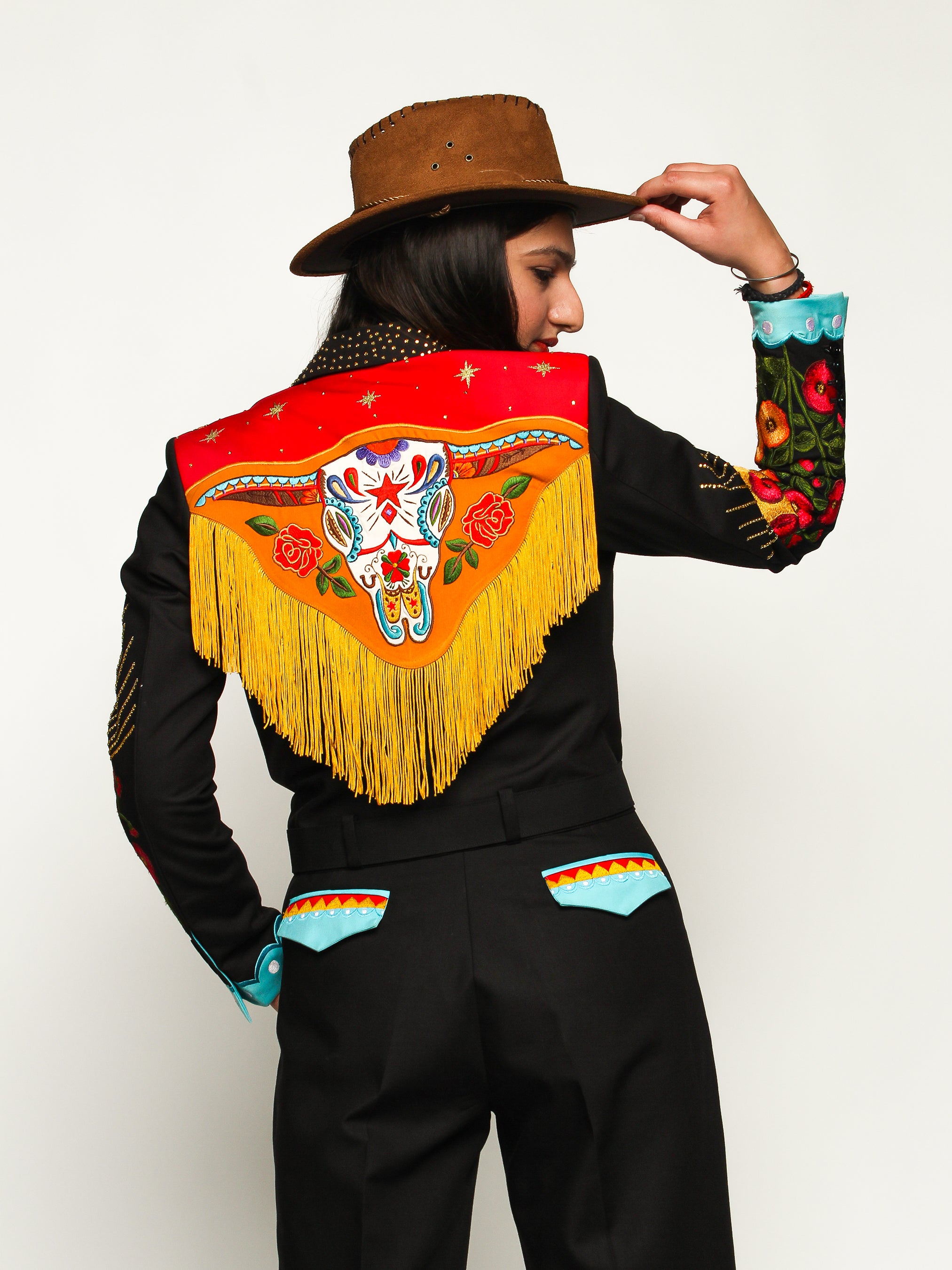 Skull & Sun Western Embroidered Cowgirl Suit