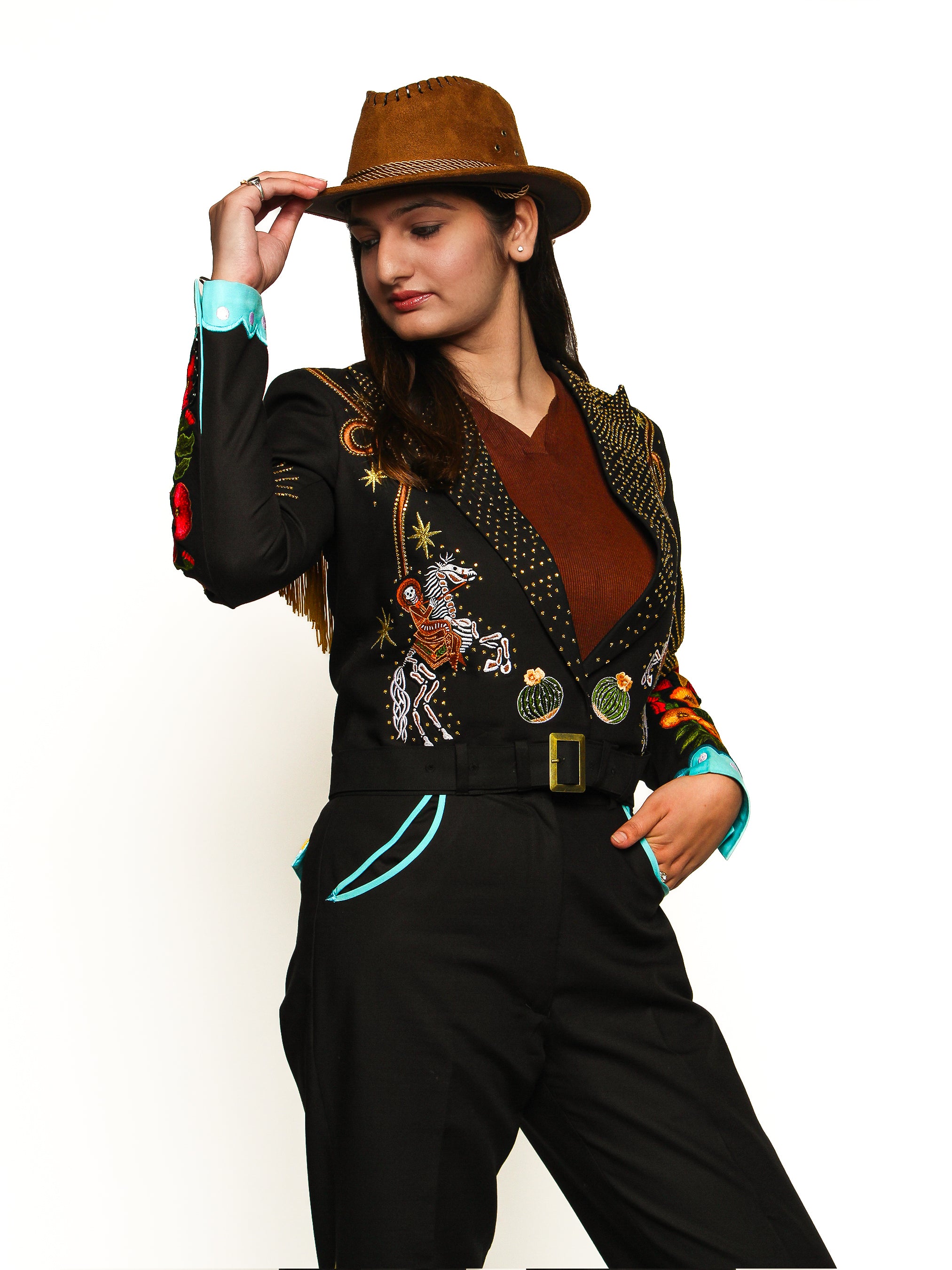 Skull & Sun Western Embroidered Cowgirl Suit