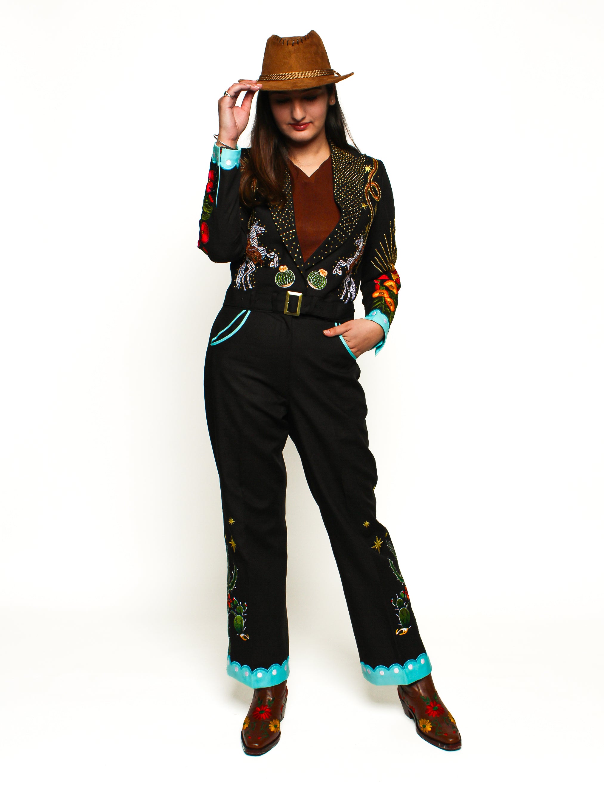Skull & Sun Western Embroidered Cowgirl Suit
