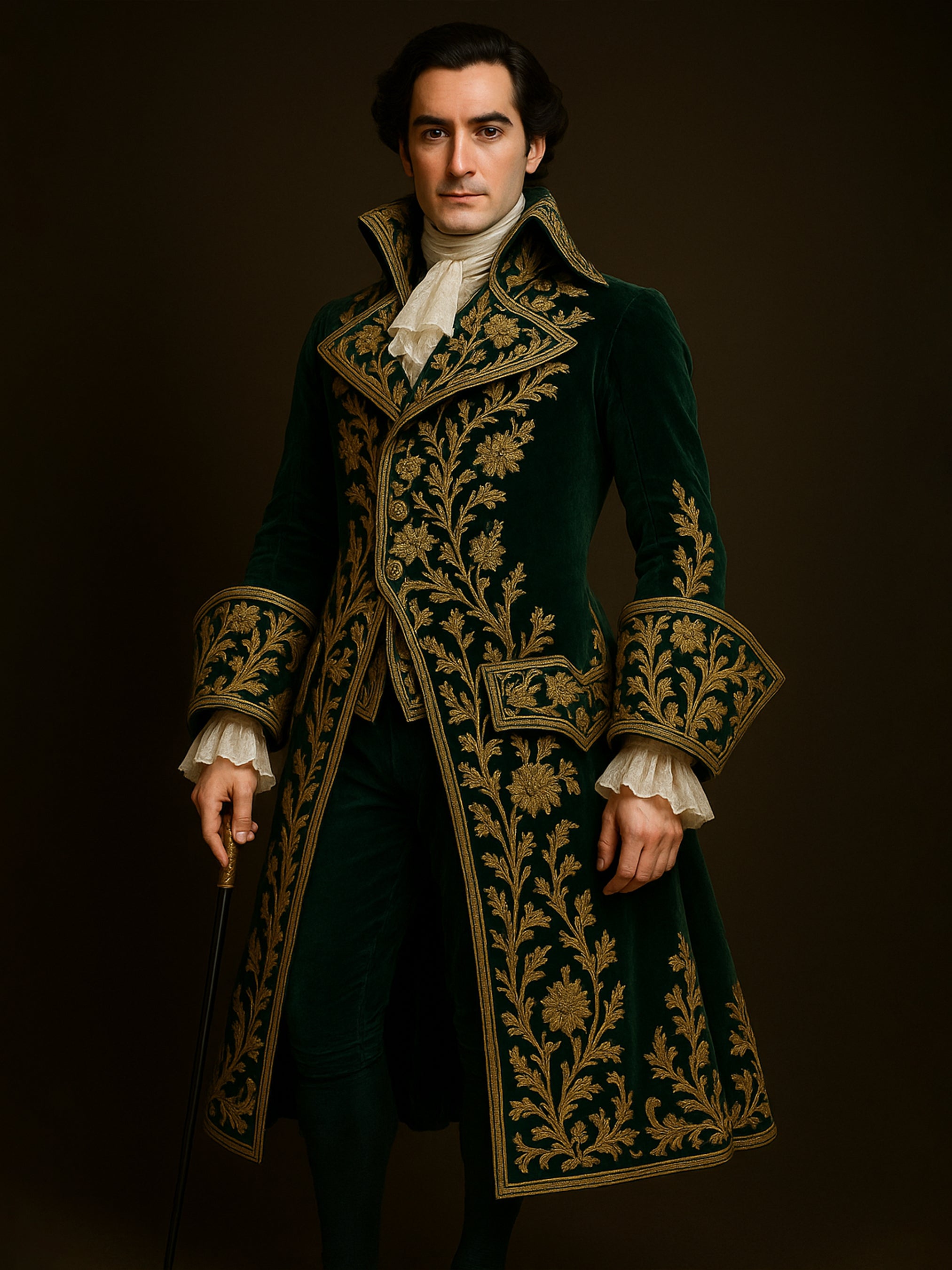 Emerald Aristocrat Embroidered Velvet Costume