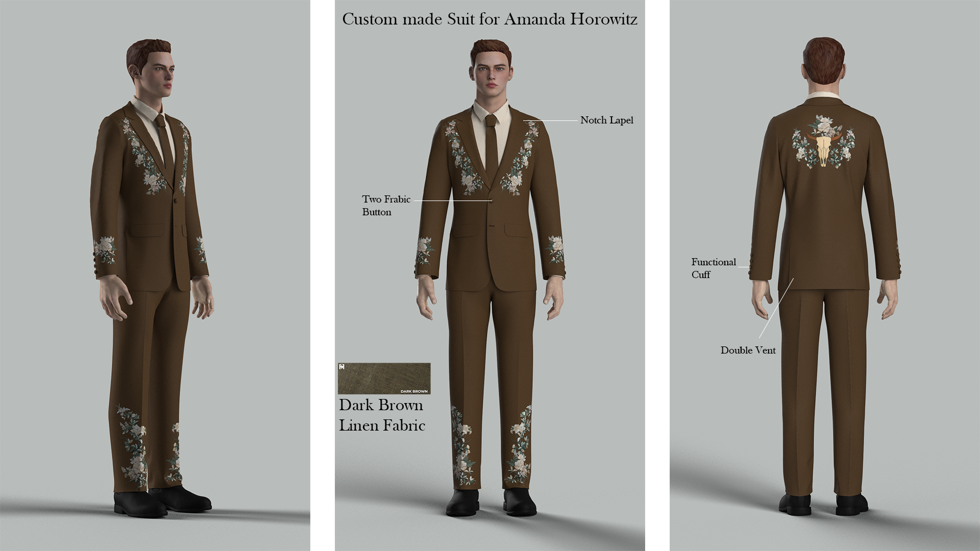 Custom Made 2 Piece Embroidered Suit for Amanda Addicted Bespoken