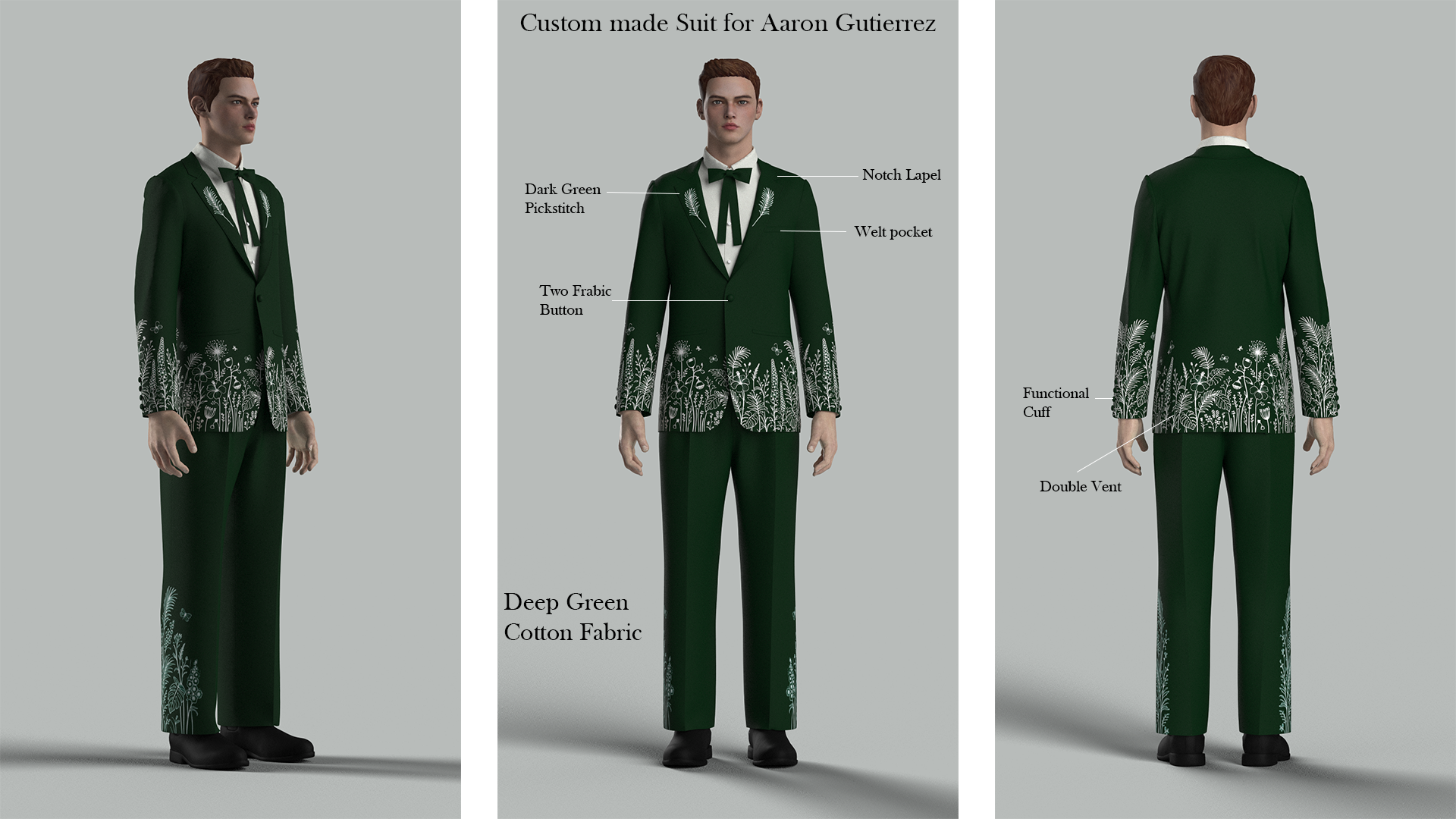 Custom Made 2 Piece Embroidered Suit for Aaron