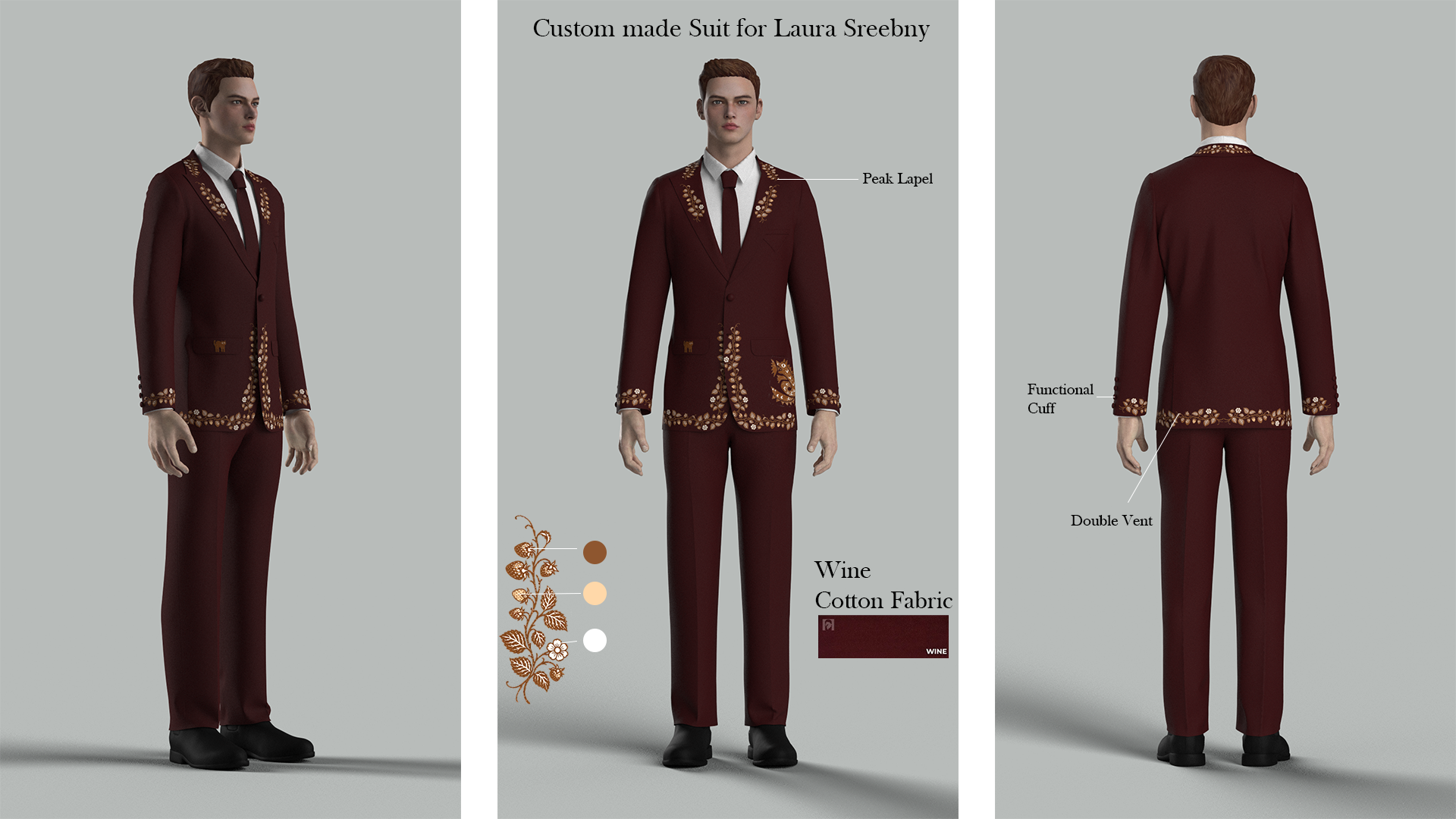 Custom Made 2 Piece Embroidered Suit for Laura Addicted Bespoken
