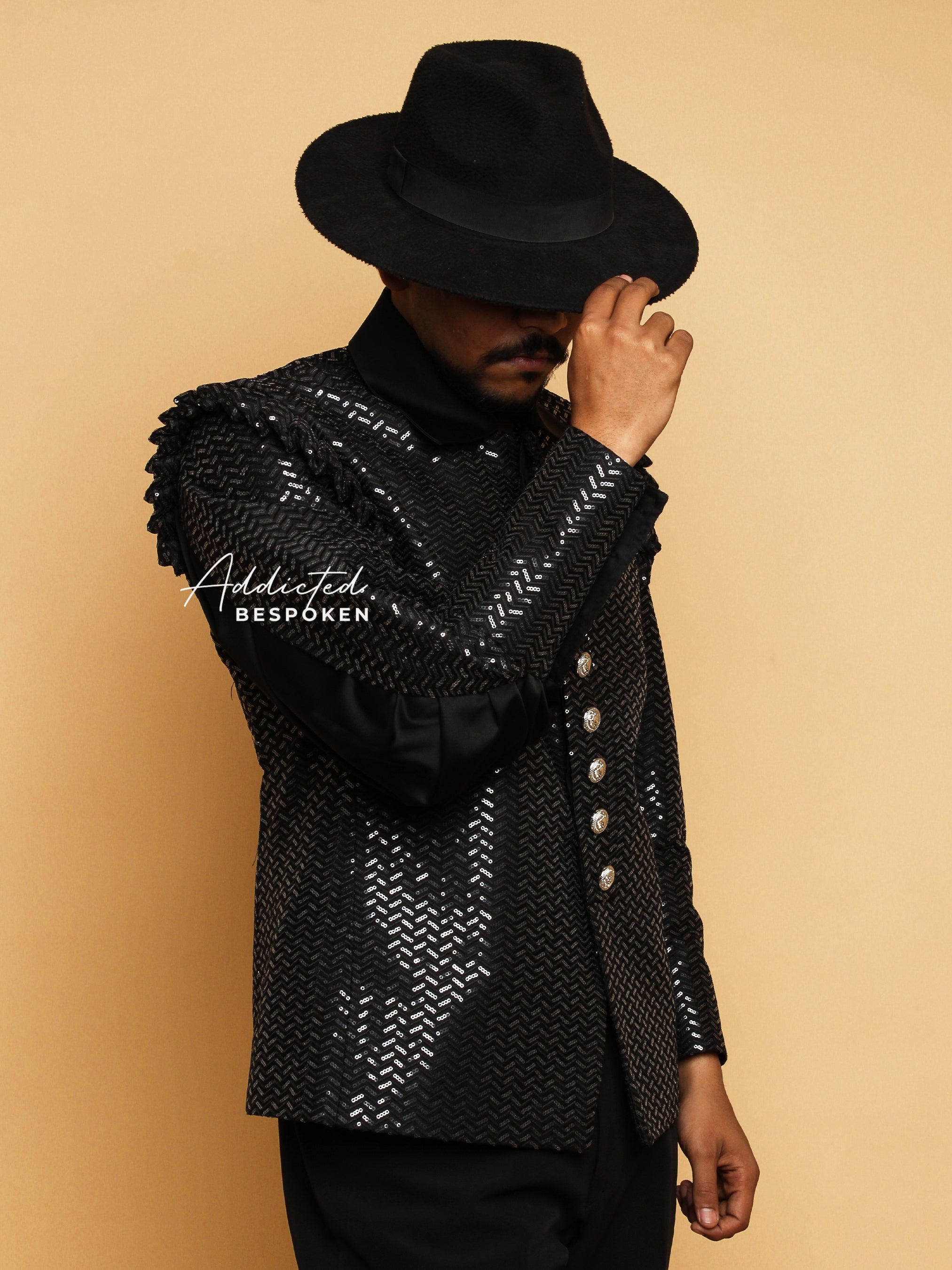 Black Cotton Frilled Shoulder Attire Addicted Bespoken