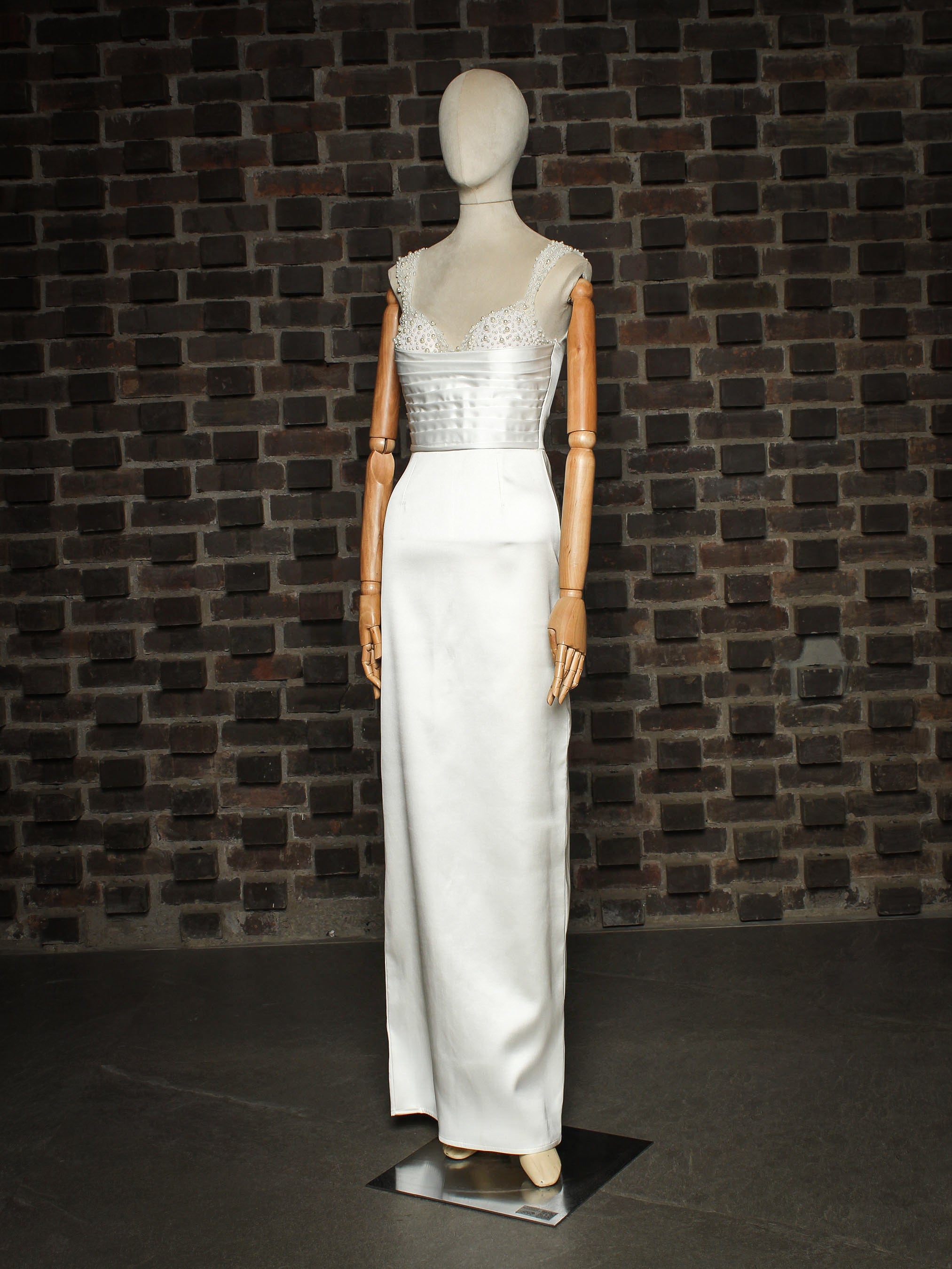 Pearl Beaded Satin Bridal Gown Addicted Bespoken