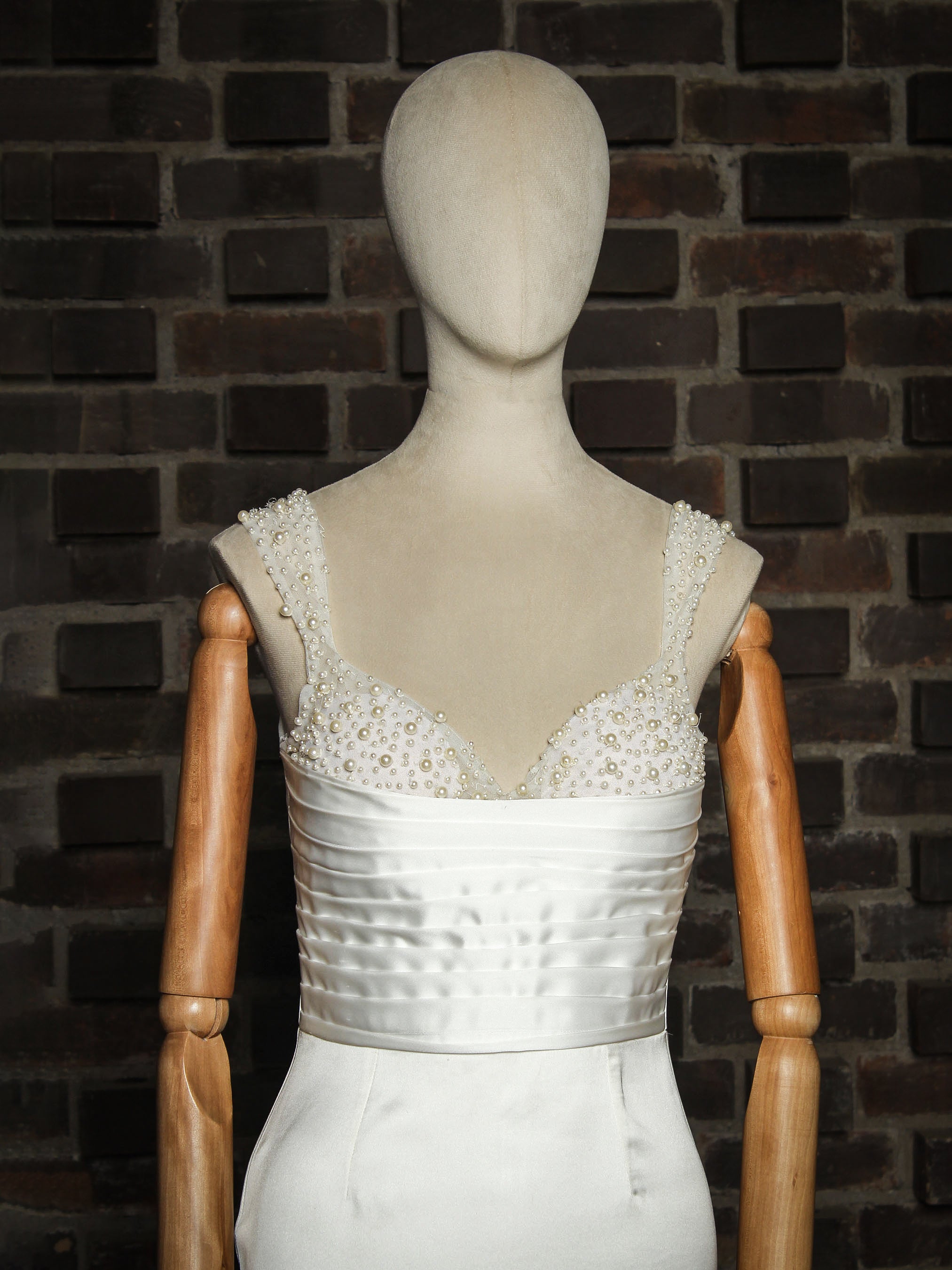 Pearl Beaded Satin Bridal Gown Addicted Bespoken