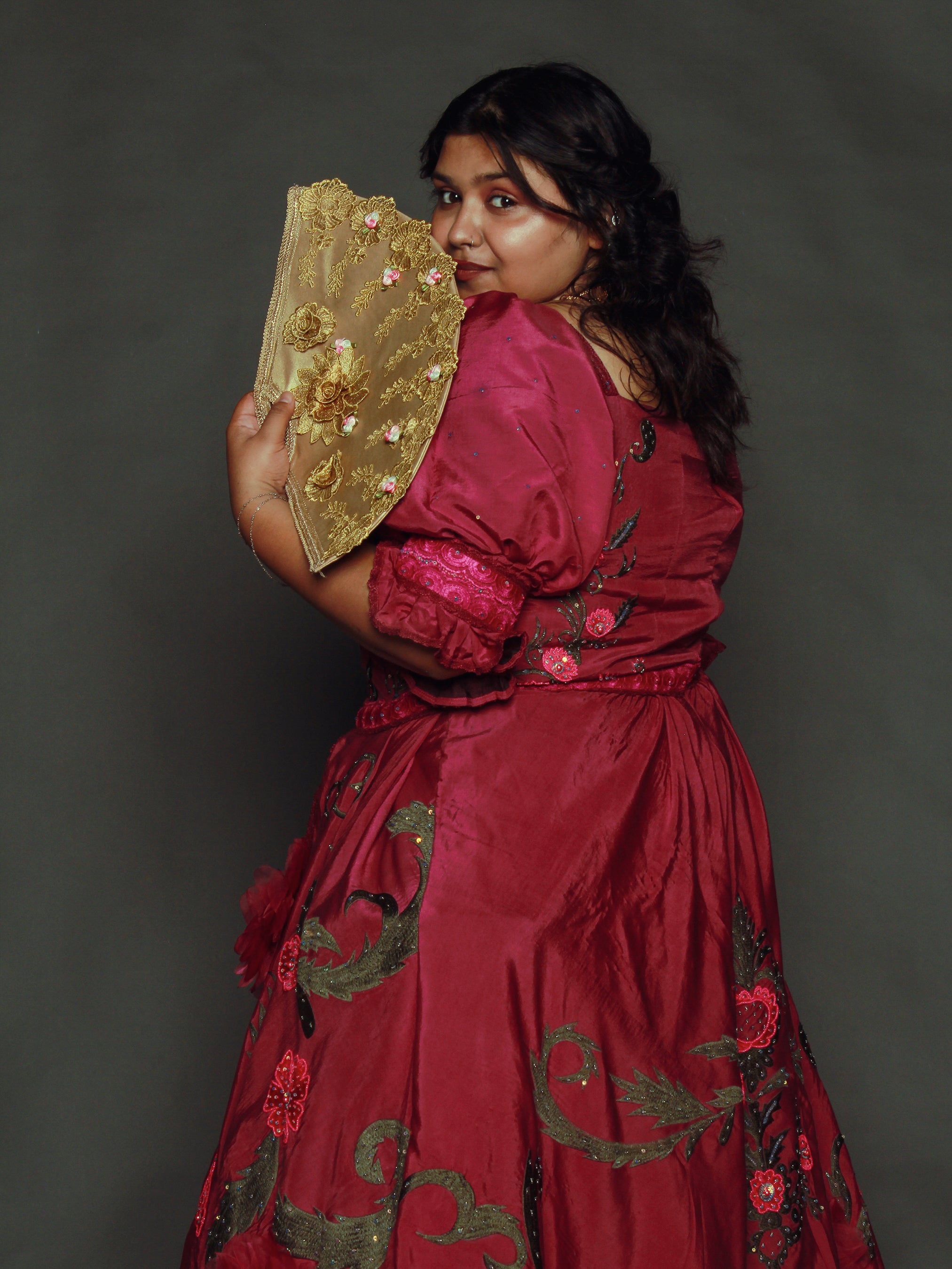 Crimson Victorian Floral Embroidered Ball Gown Addicted Bespoken