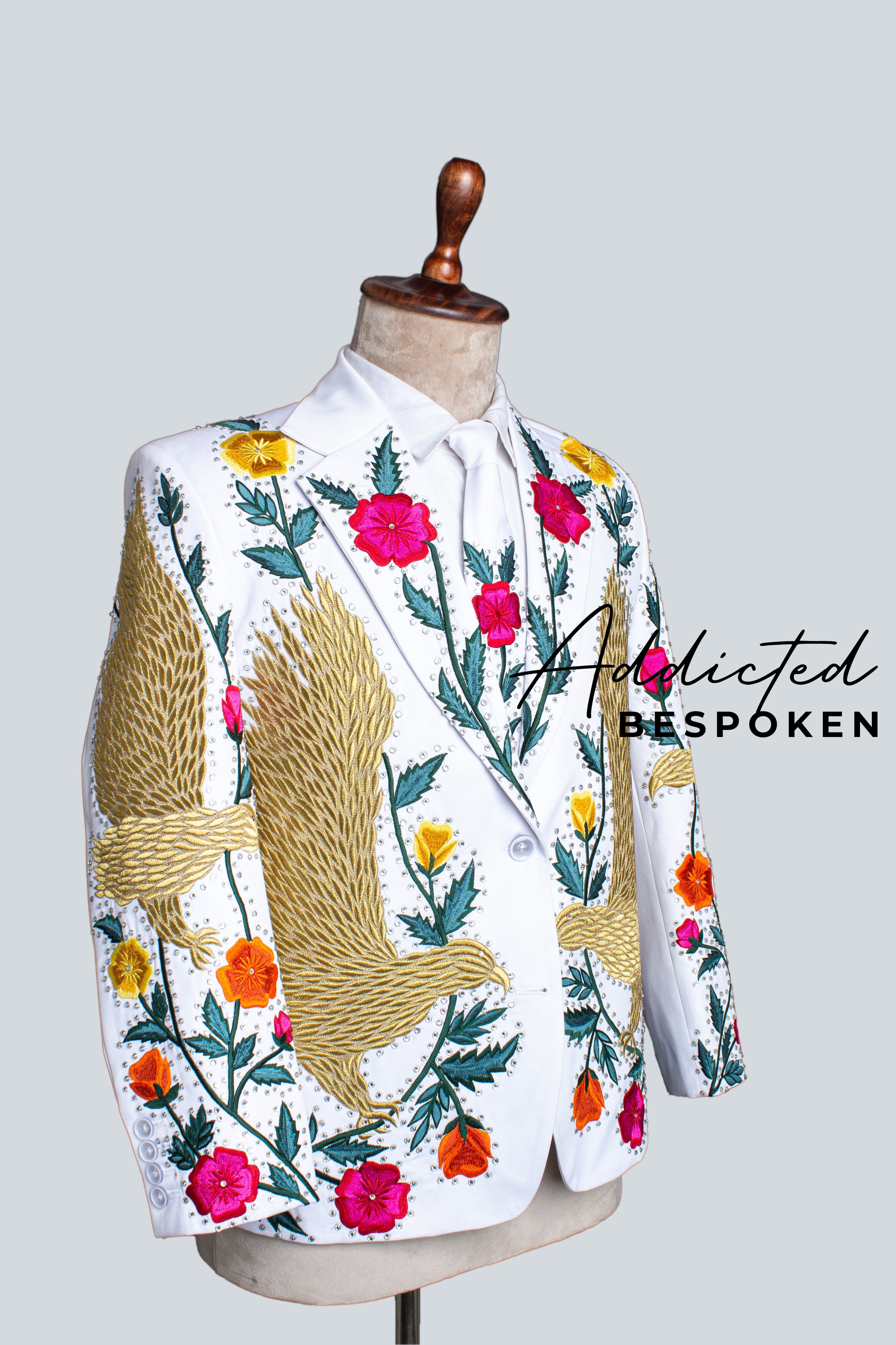 Eagle Floral Rhinestone Jacket Addicted Bespoken
