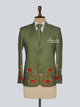 Green Botanical Embroidered Suit