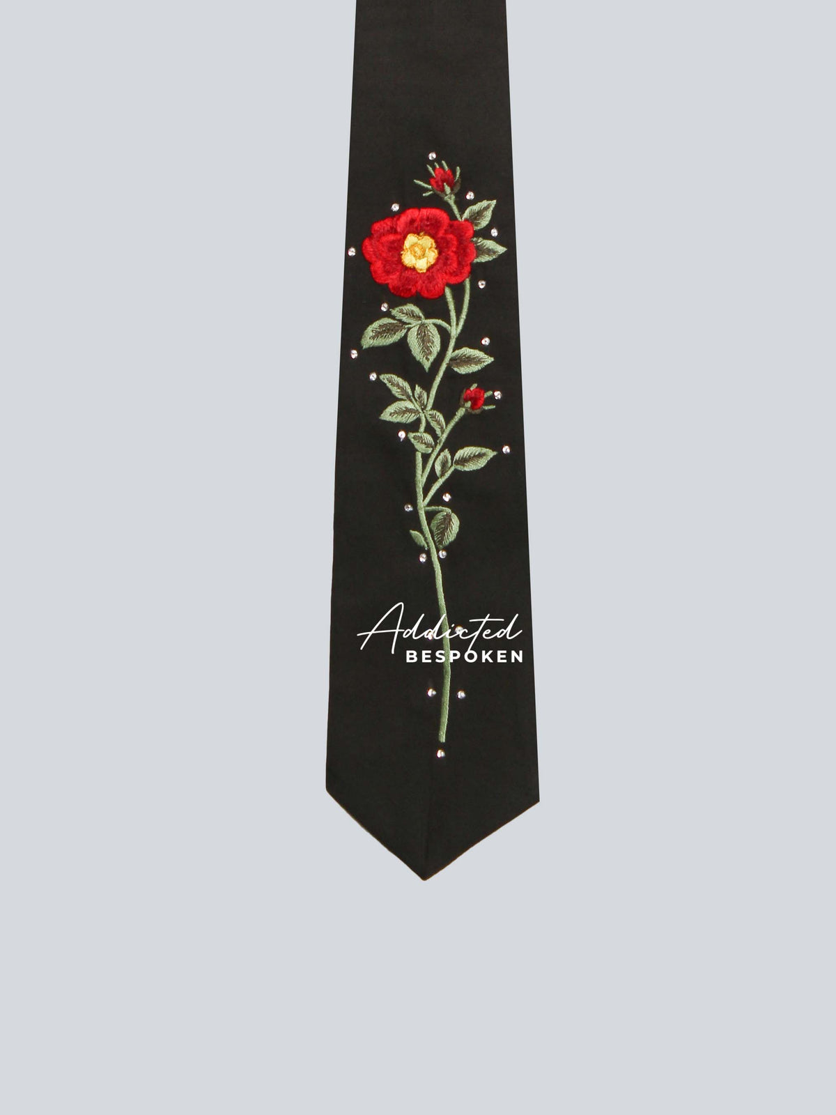 Black Embroidered Tie For Men