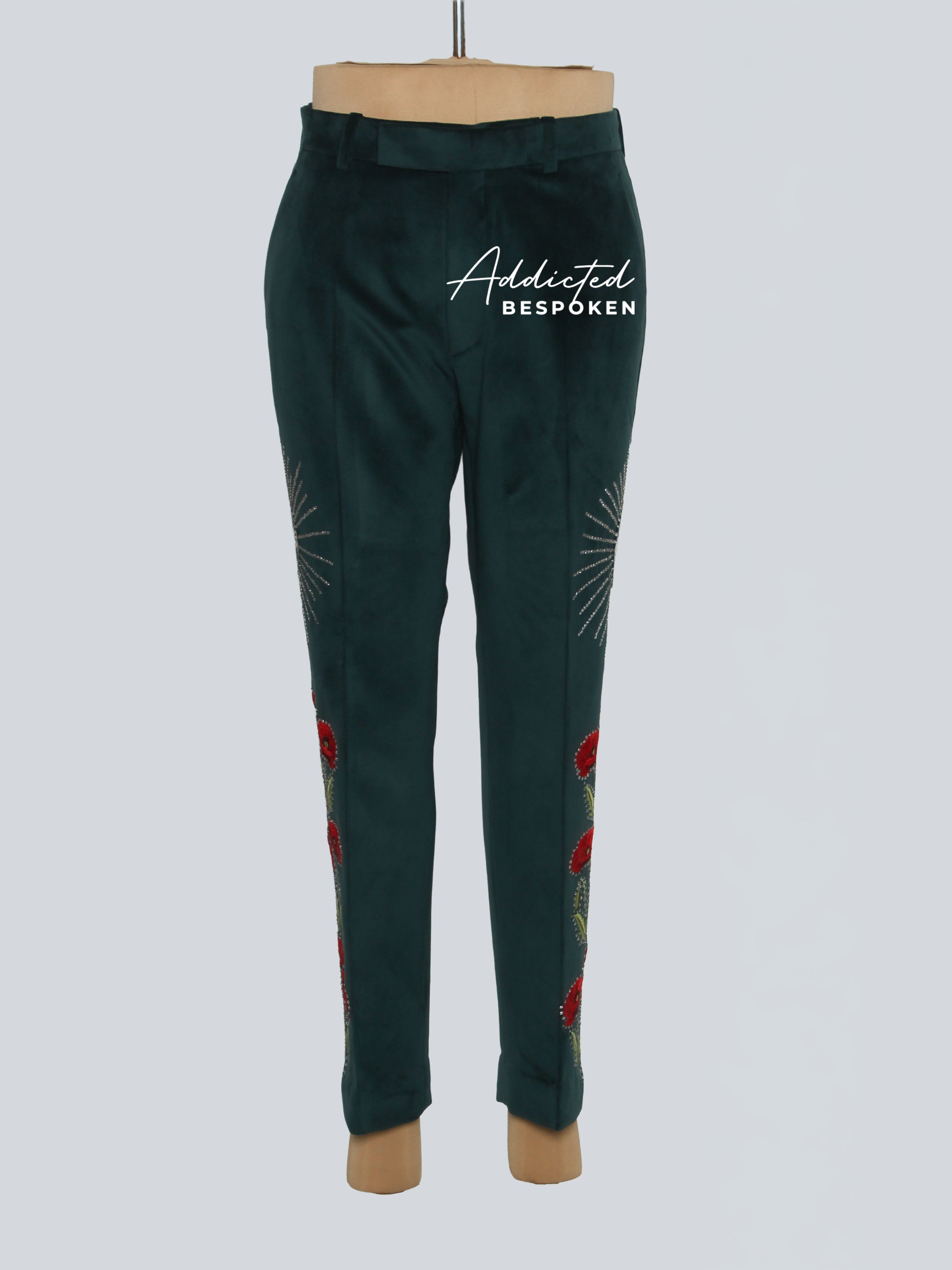 Dark Green Embroidered Pant