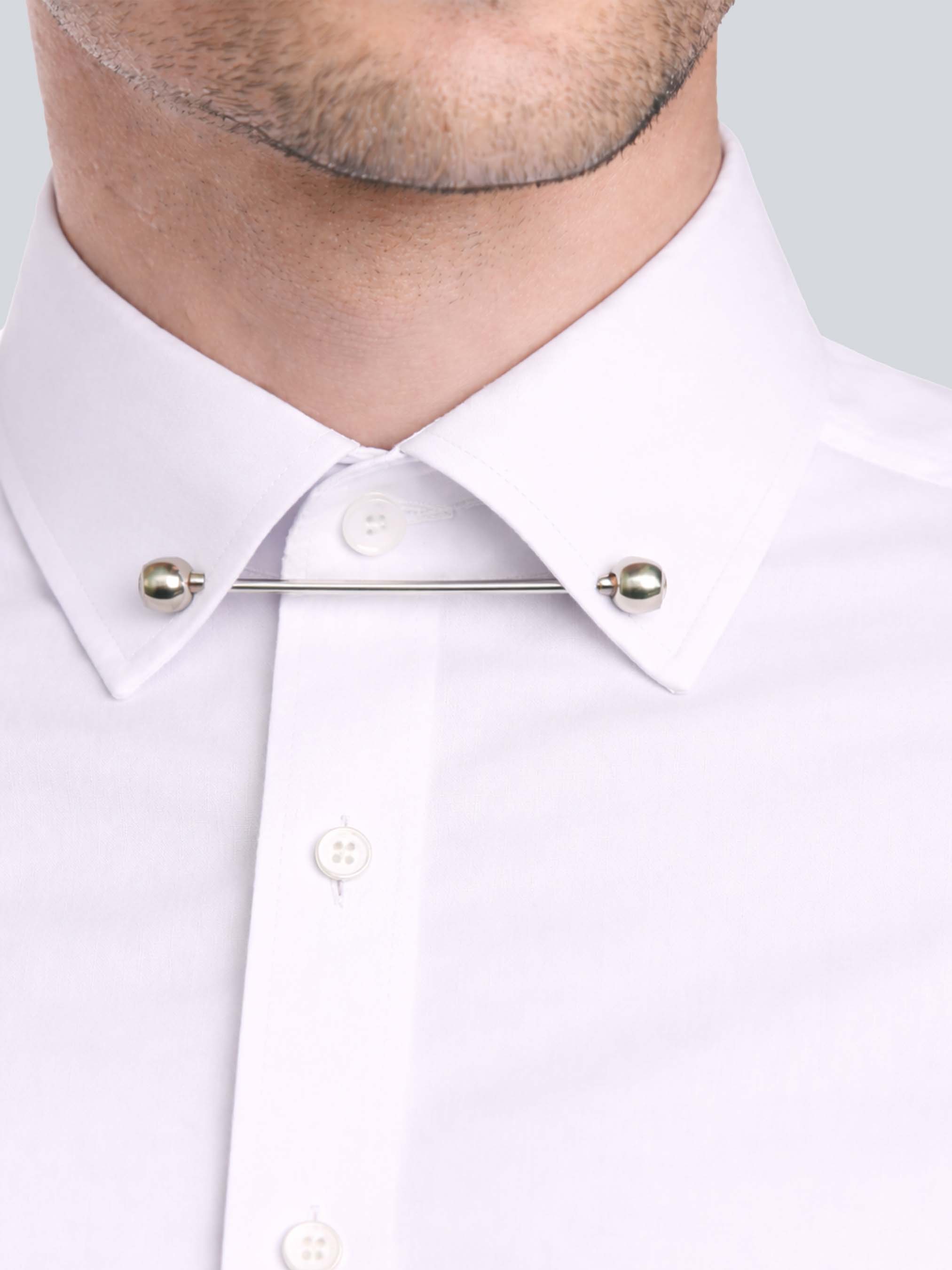 White Shirt with Collar Pin Addicted Bespoken