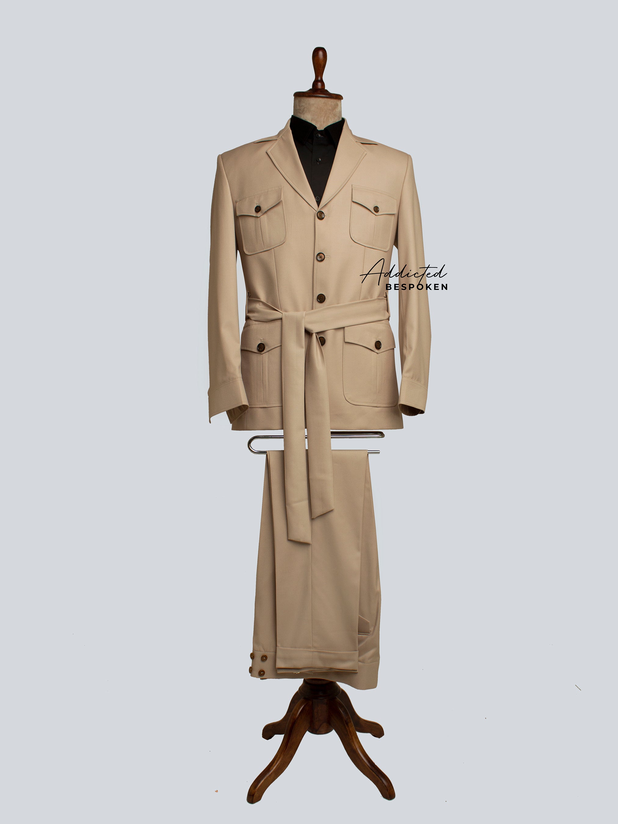 Safari Beige Belt Suit