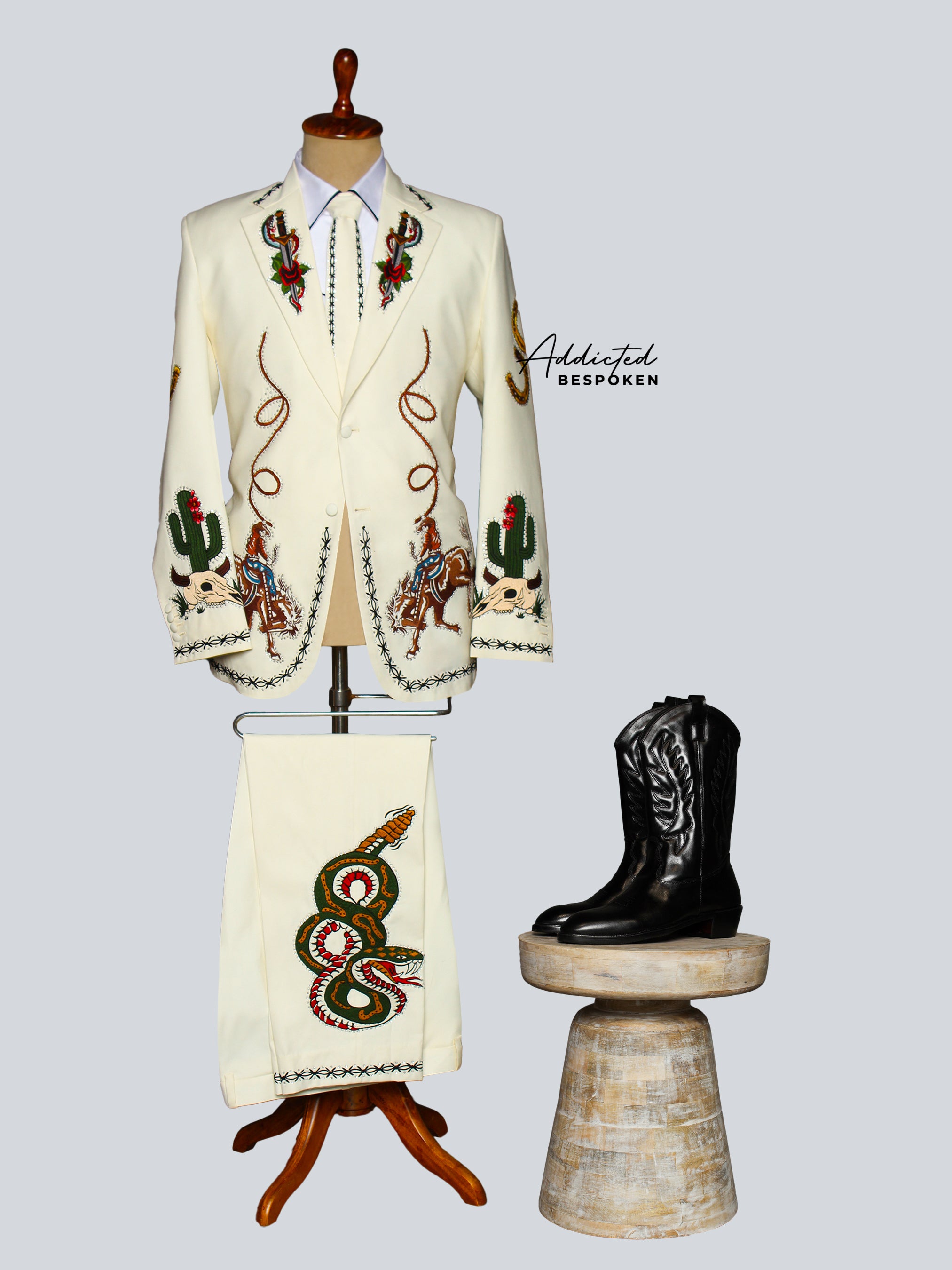 Western Embroidered Cowboy Suit with Boots Addicted Bespoken