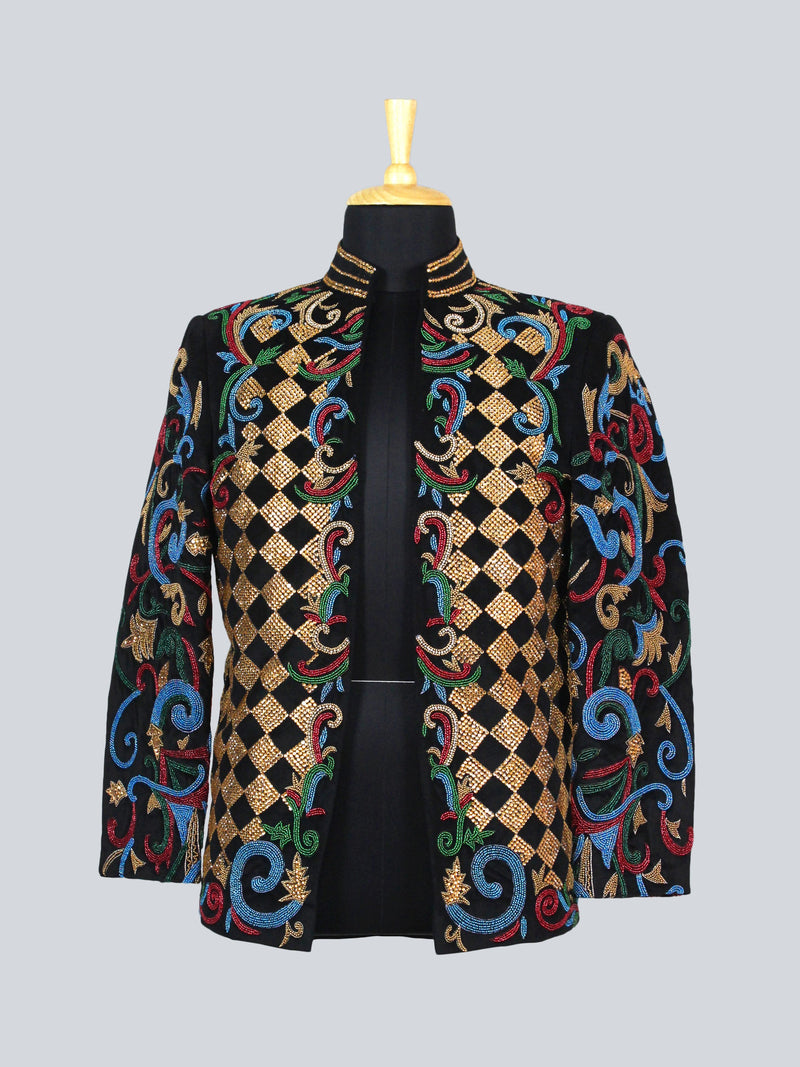 Carole stud-embellished embroidered blazer