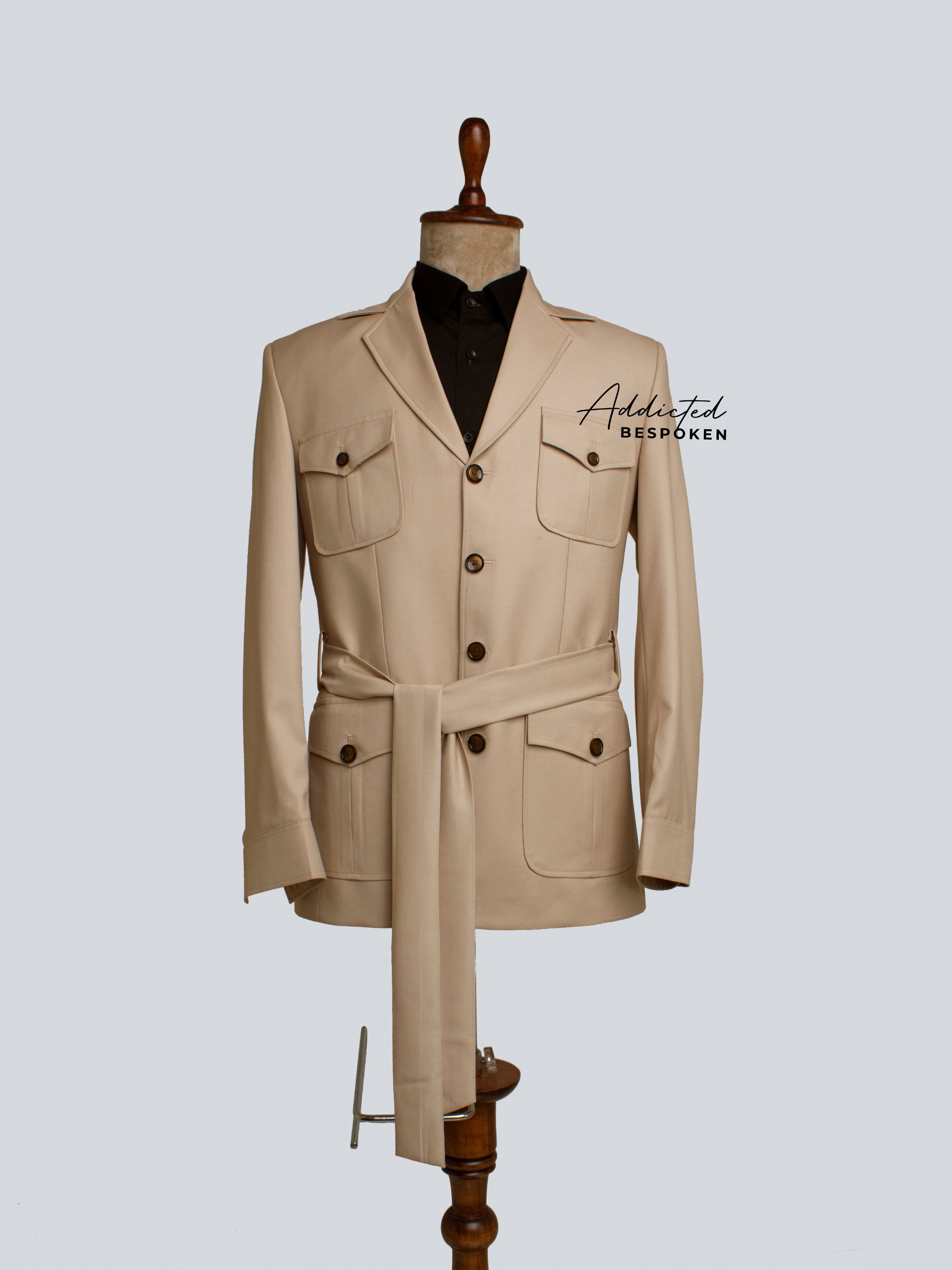 Safari Beige Belt Suit