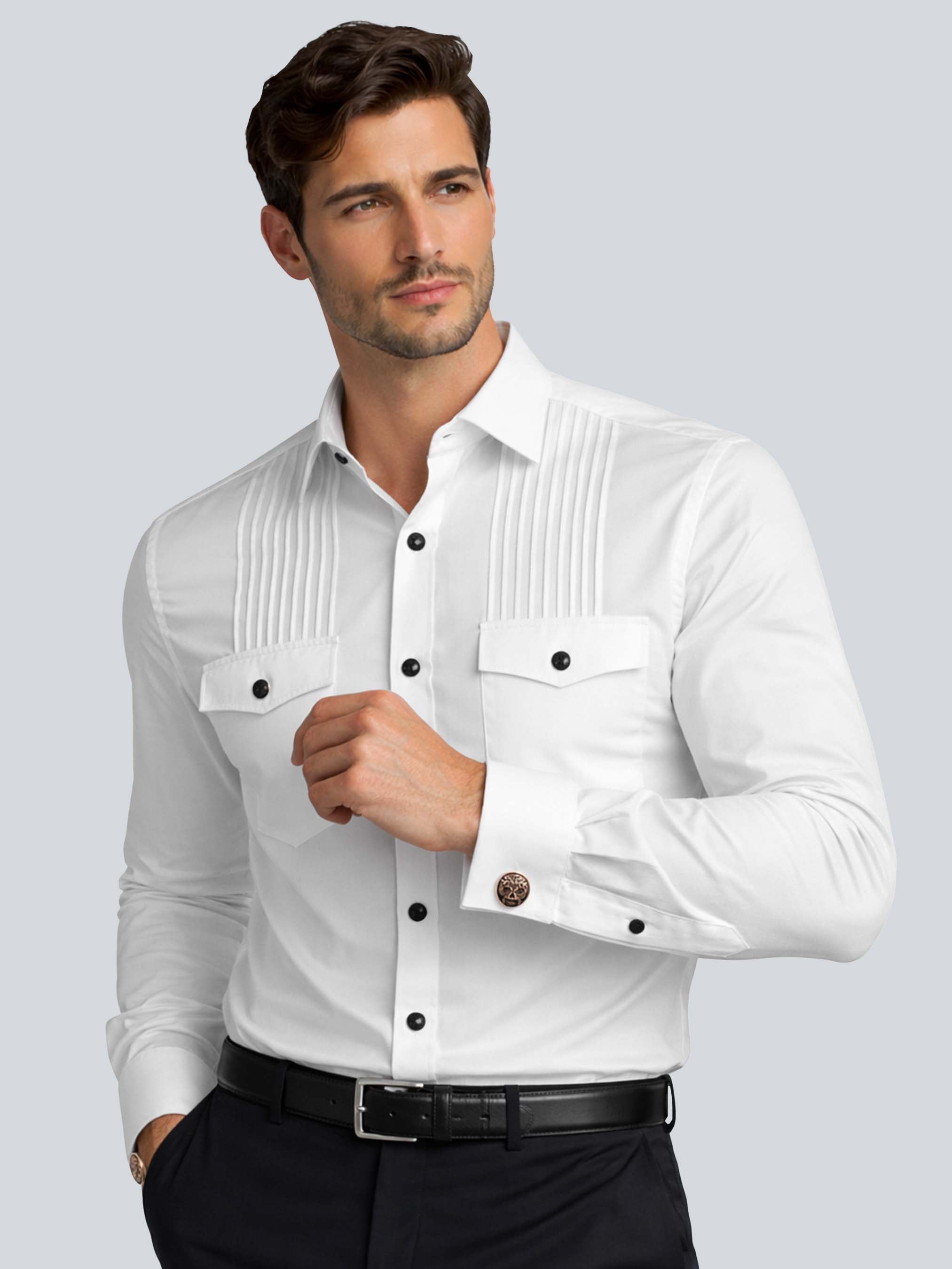 White Pintuck Shirt with Cufflinks Addicted Bespoken