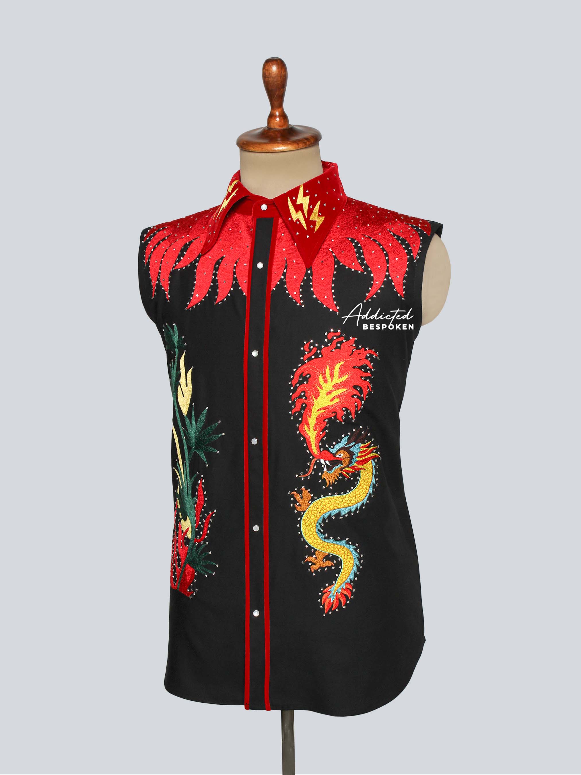 Midnight Dragon Embroidered Shirt Addicted Bespoken