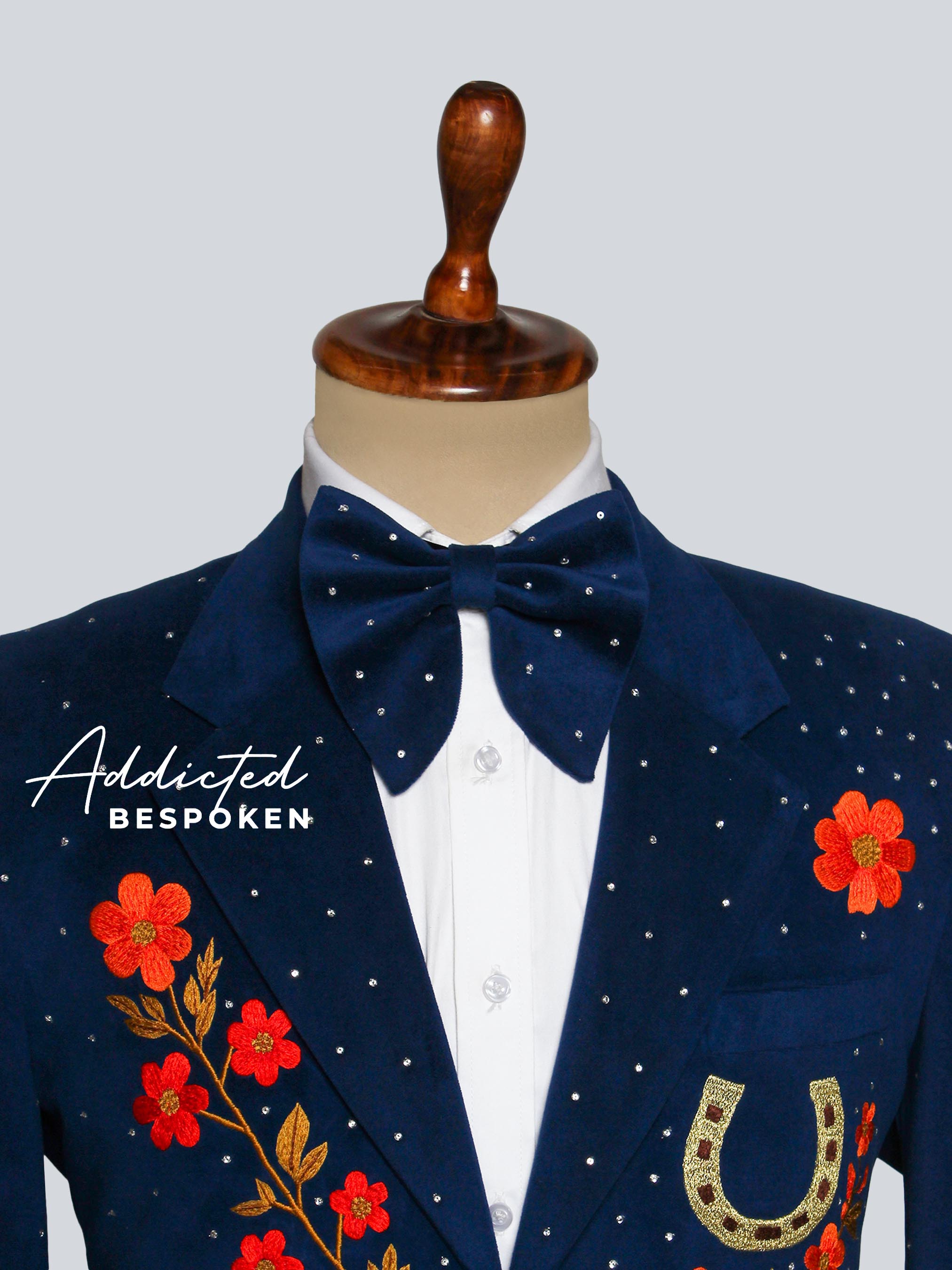 Floral Embroidered Navy Blazer Addicted Bespoken